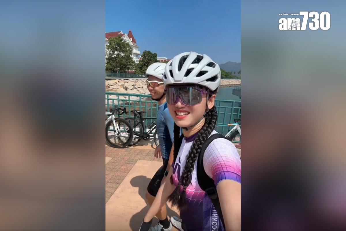 「海莉子Hayley」出事前約5小時,上載在香港與車友集合的影片。(抖音影片截圖)