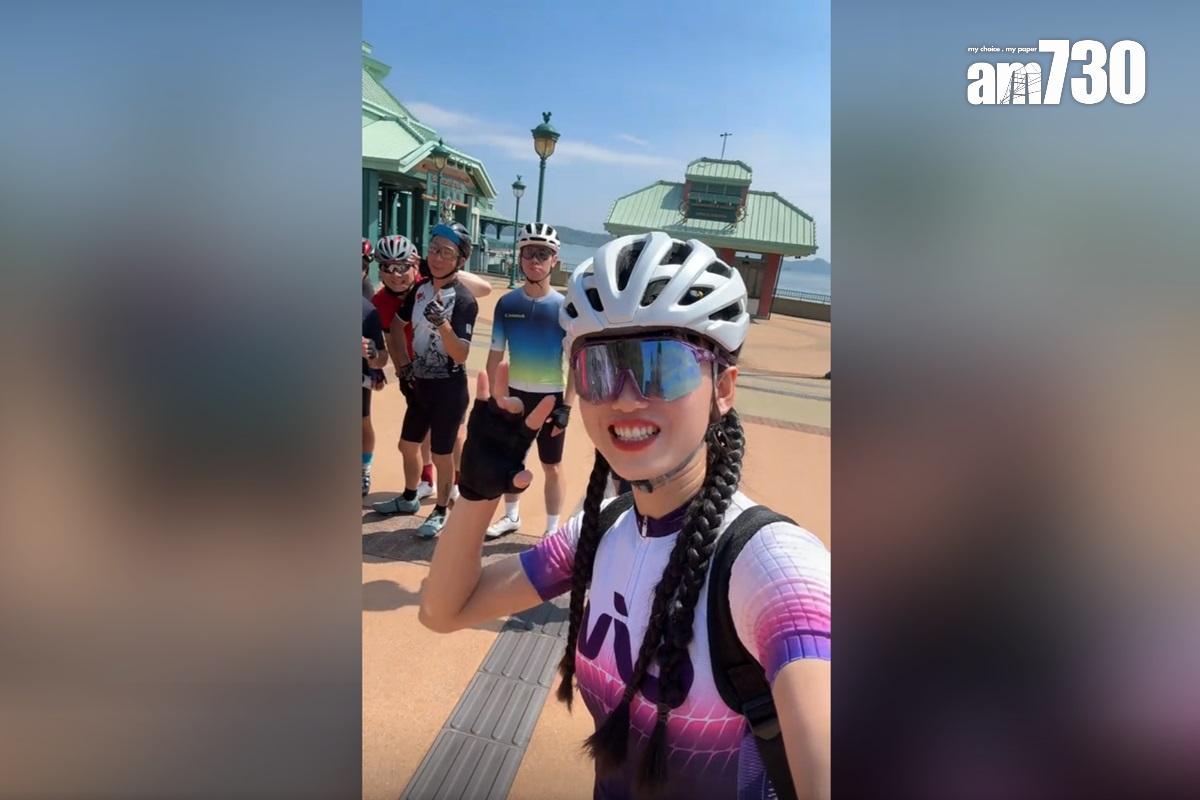 「海莉子Hayley」出事前約5小時,上載在香港與車友集合的影片。(抖音影片截圖)