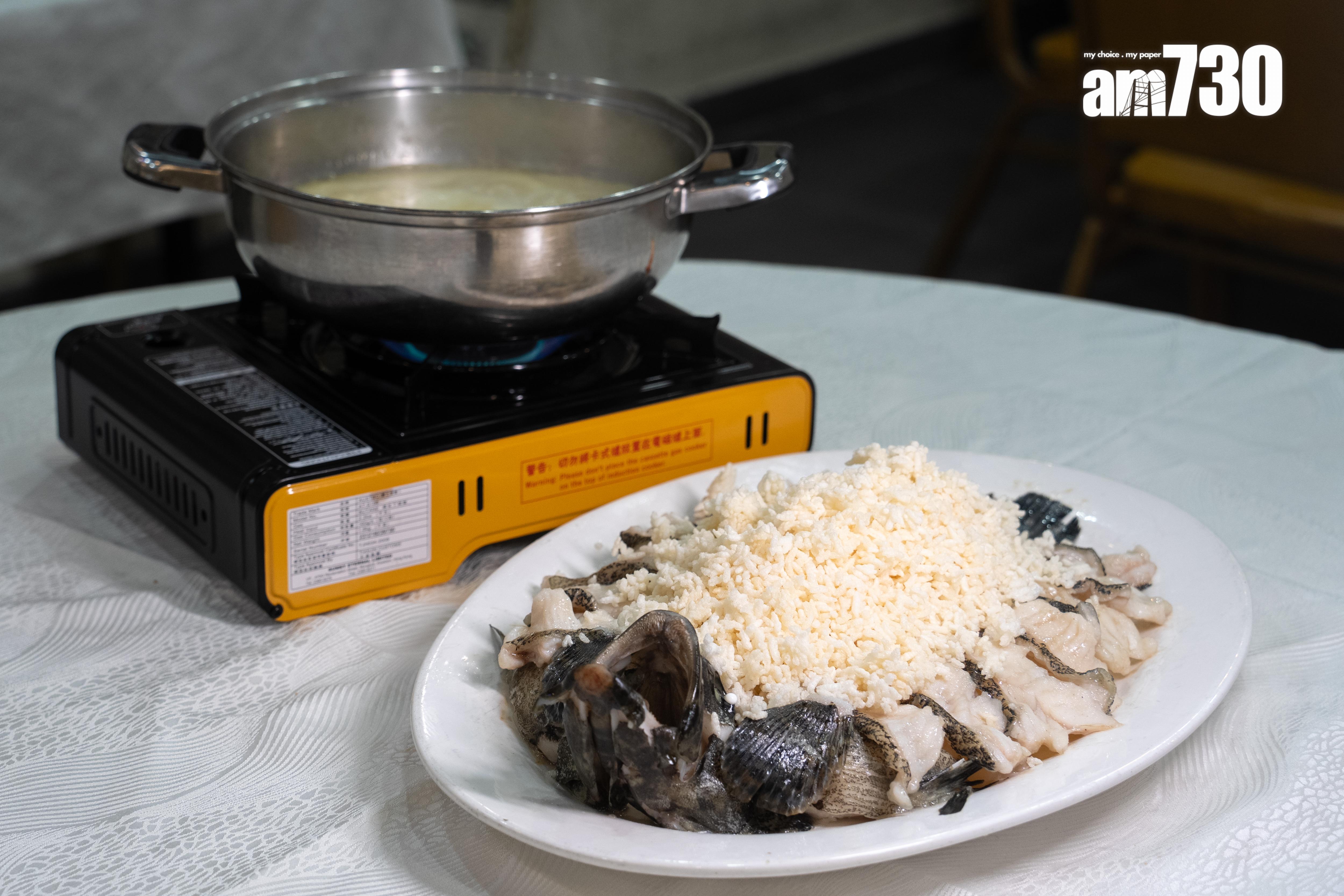 脆米過橋石斑 時價 訪問當日用3斤重珍珠龍躉,魚肉嫩滑有彈性。