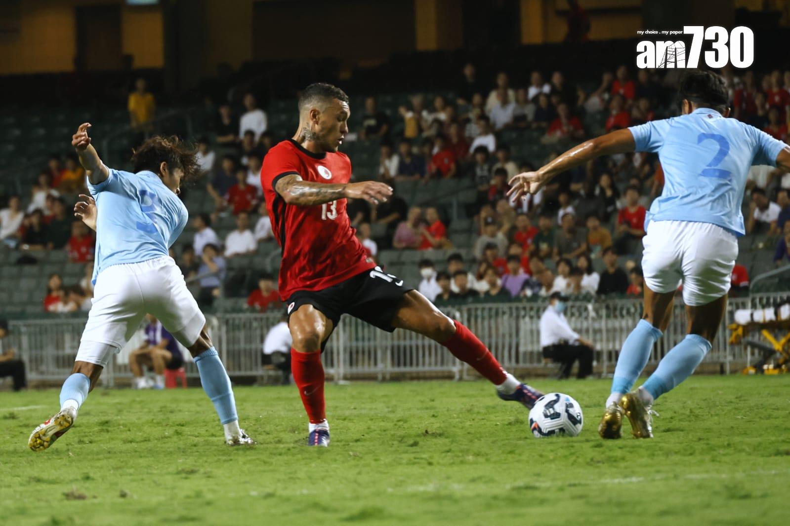 香港主場對柬埔寨的國際友賽在香港大球場舉行,艾華頓上半場攻入1球。(林俊源攝)