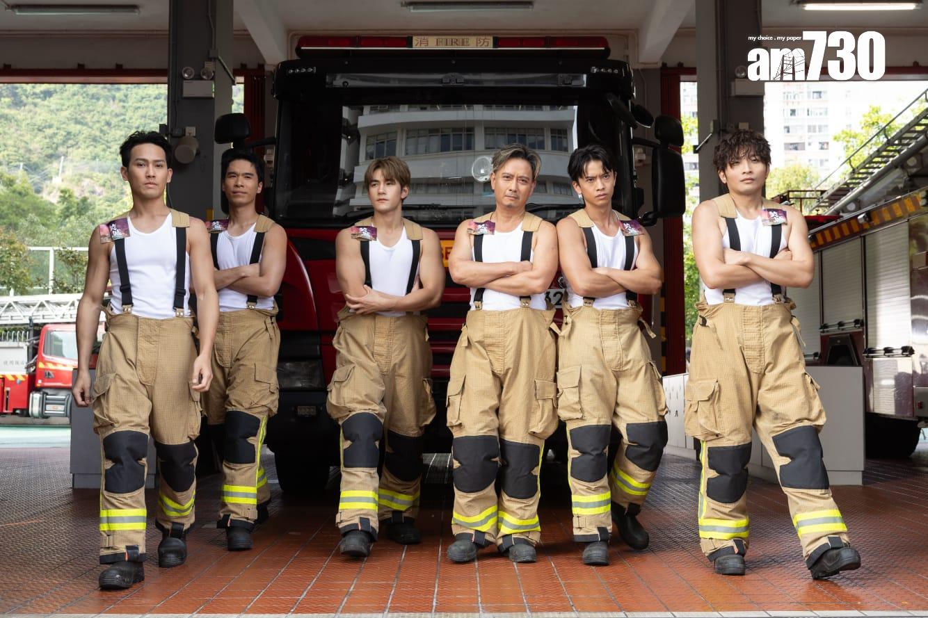 謝君豪、魏浚笙(Jeffrey)、何啟華(Dee哥)、林家熙、梁仲恆和黃愷傑大騷麒麟臂拍MV。(蘇文傑攝)