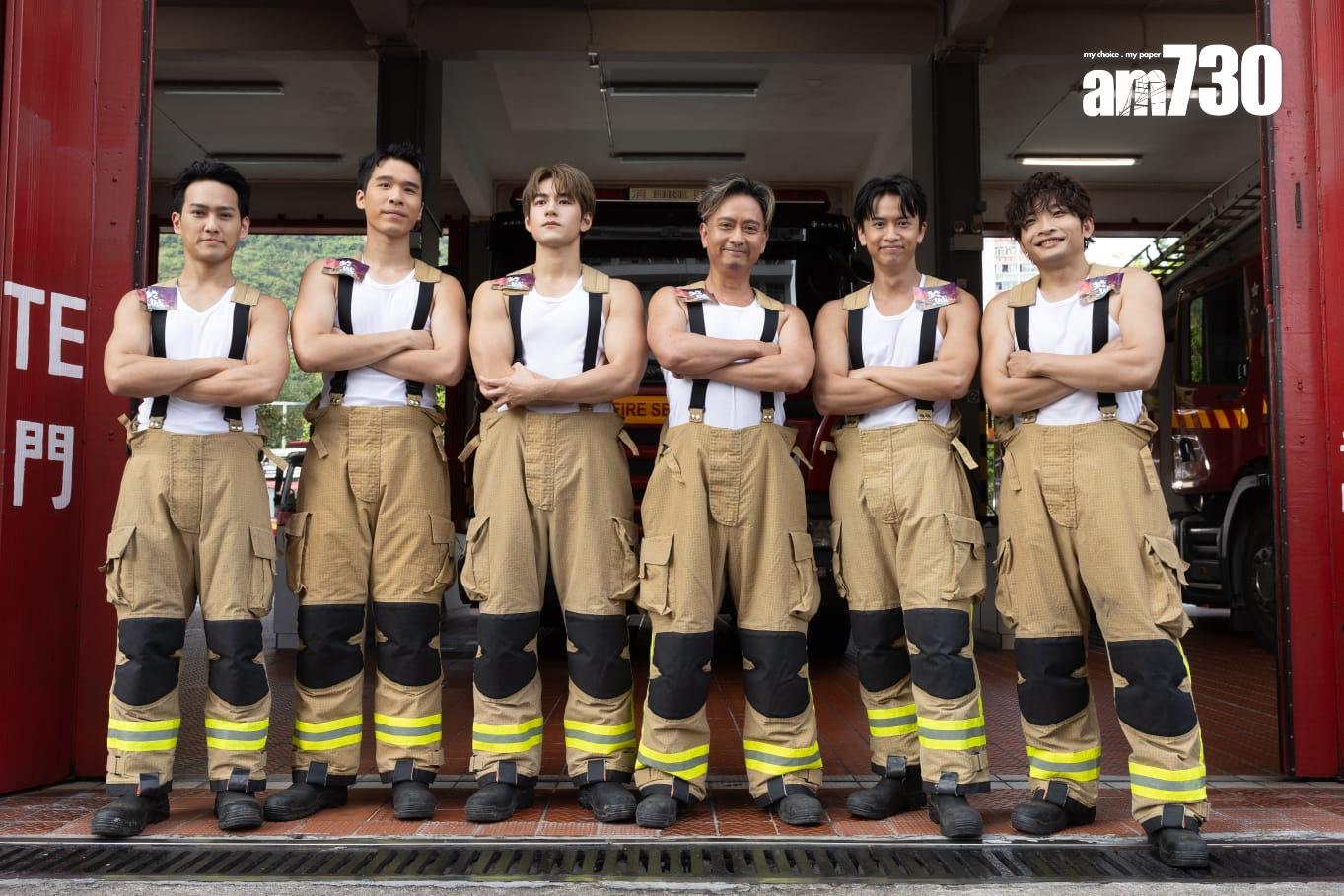 謝君豪、魏浚笙(Jeffrey)、何啟華(Dee哥)、林家熙、梁仲恆和黃愷傑大騷麒麟臂拍MV。(蘇文傑攝)