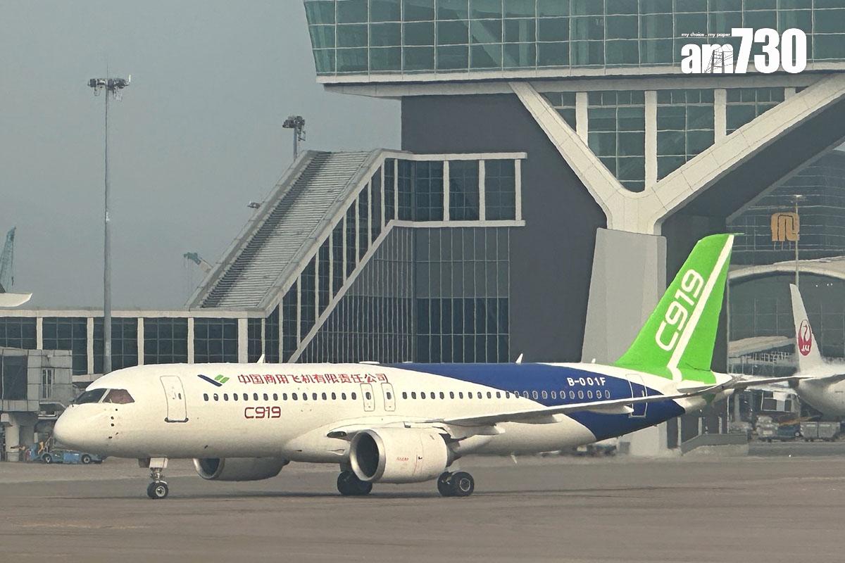 C919飛機去年12月曾來港展示。(資料圖片/中通社)