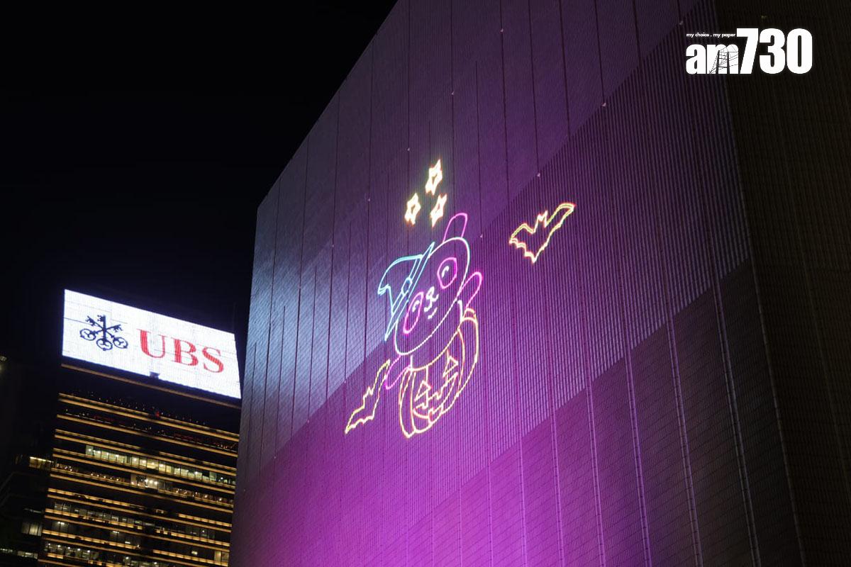 尖沙咀一連兩晚上演「萬聖節夜繽紛鐳射Show」。(吳康琦攝)