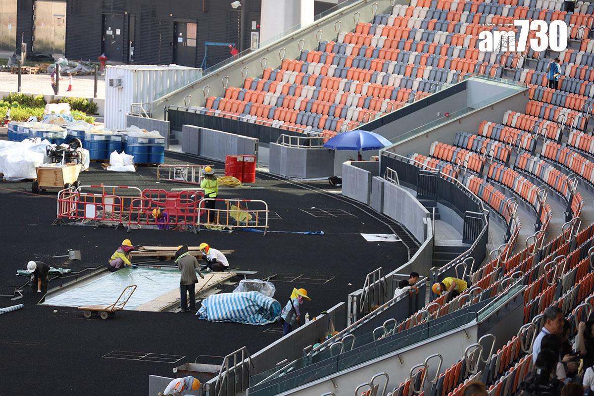 啟德體育園青年運動場會開始舉行測試活動後,部分工程仍會繼續進行。(鍾式明攝)