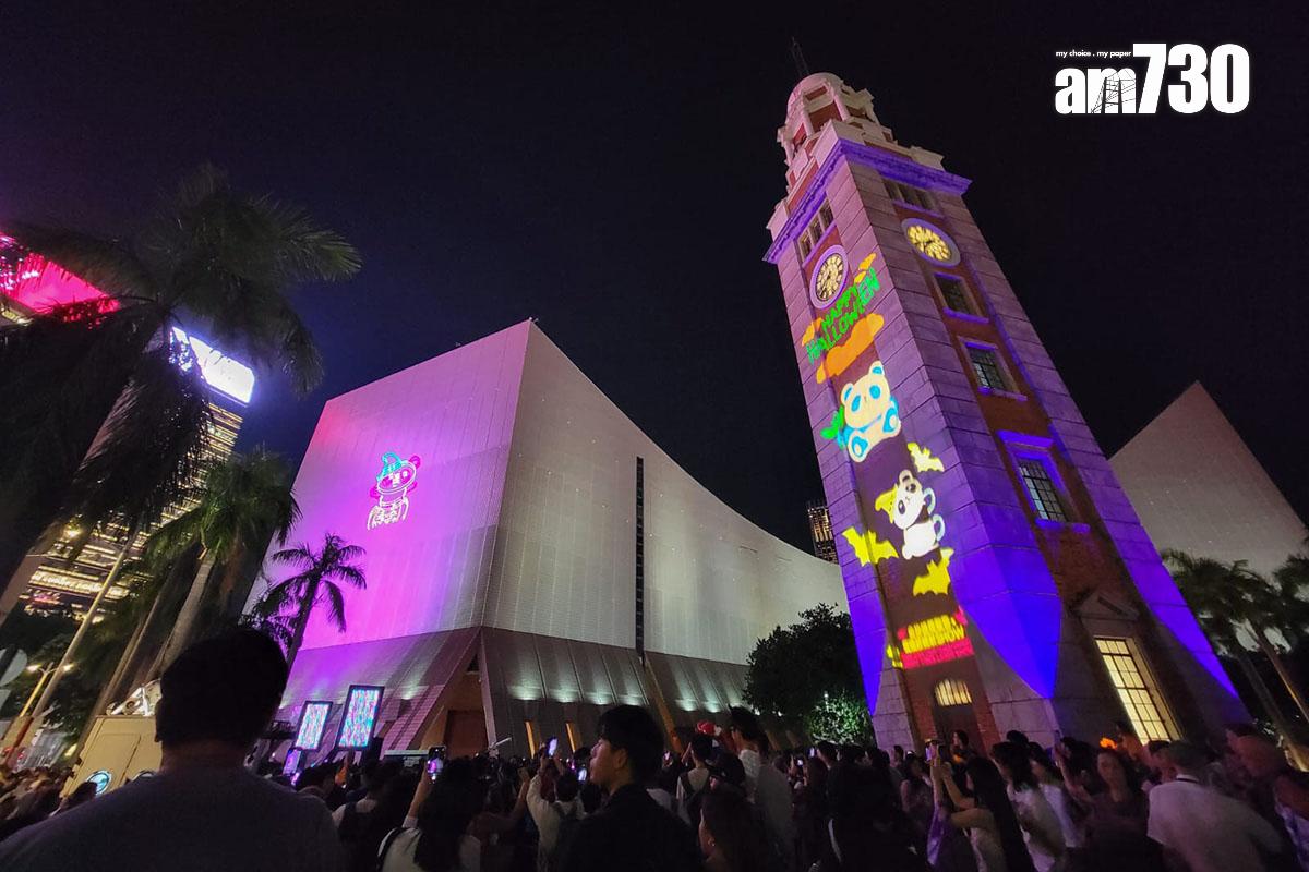 尖沙咀一連兩晚上演「萬聖節夜繽紛鐳射Show」。(吳康琦攝)