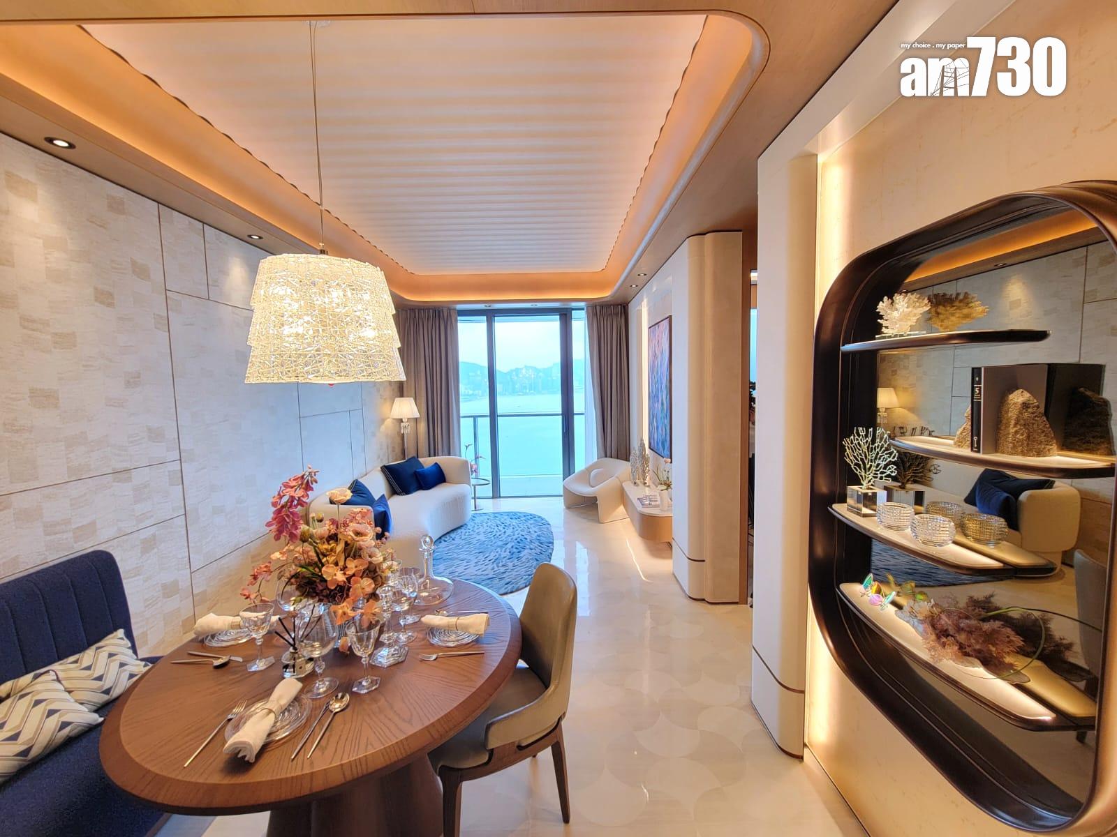 天瀧示範單位|Baccarat主題現樓千呎三房 水晶藝術珍品X維港景致|啟德新盤