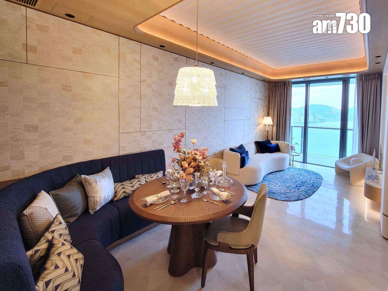 天瀧示範單位|Baccarat主題現樓千呎三房 水晶藝術珍品X維港景致|啟德新盤