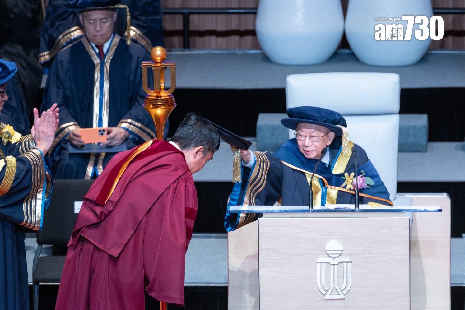 梁朝偉獲科大頒榮譽博士。 (蘇文傑攝)