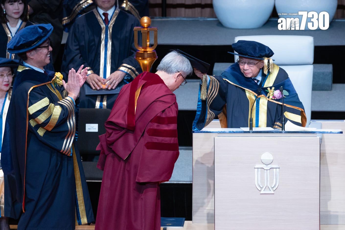 黃仁勳出席科技大學的學位頒授儀式。(蘇文傑攝)