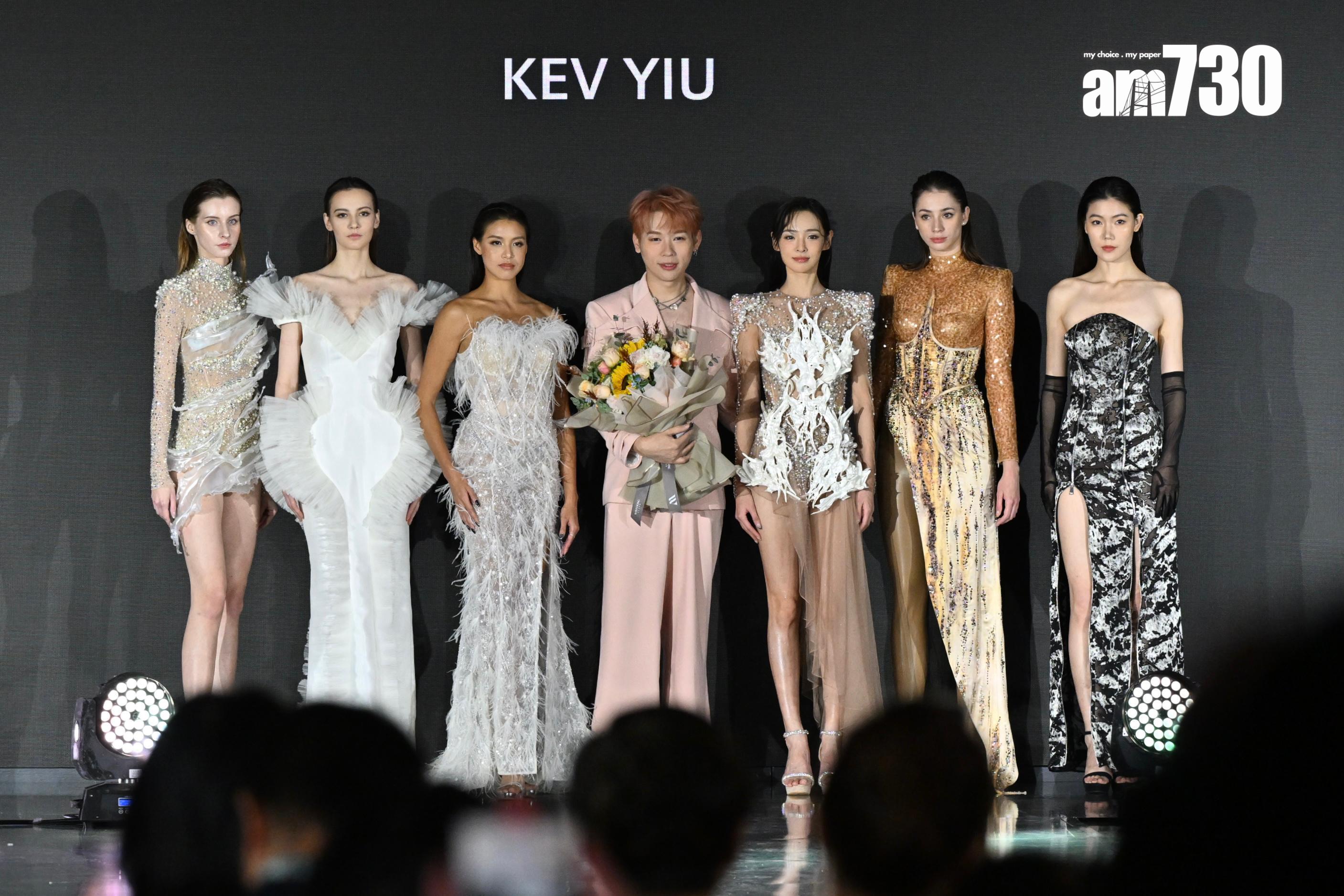 陳楨怡首次做模特兒行天橋,表現淡定,絕不輸給其他模特兒。(娛樂組攝)