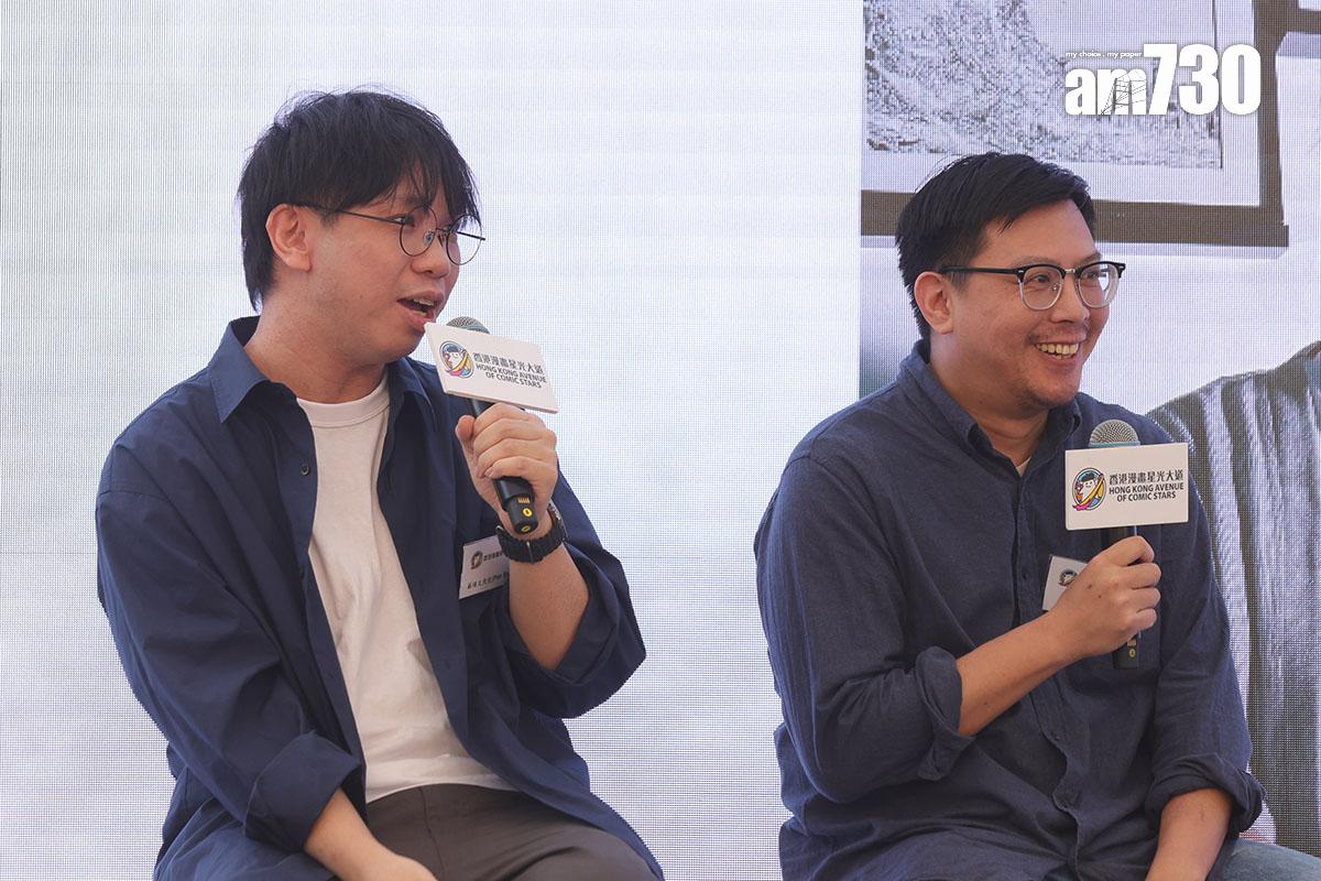 蘇頌文(左)表示,今次是首次展出自己漫畫作品的立體展品。(吳康琦攝)