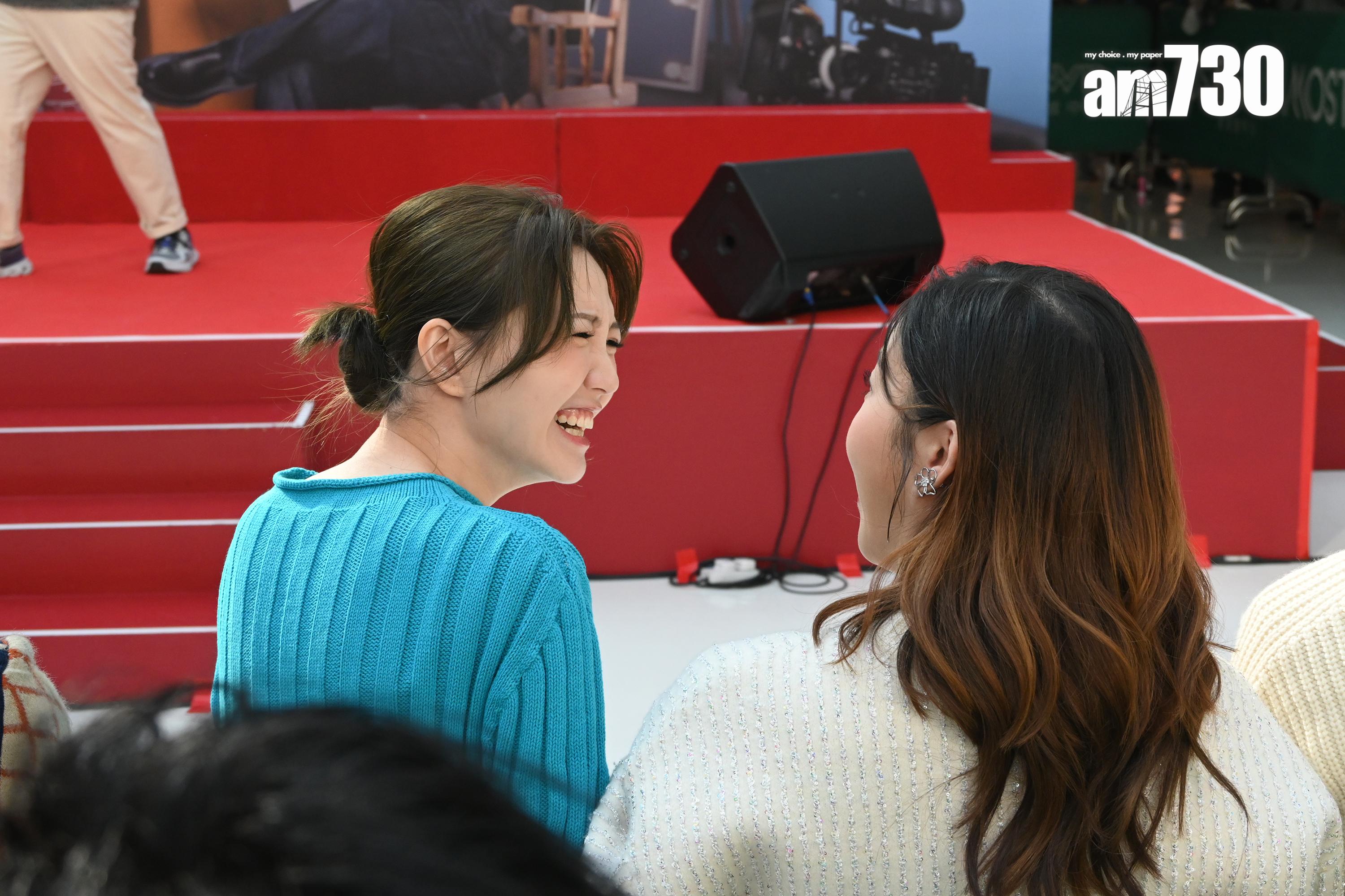 吳若希見到腹大便便的賴慰玲,立即交流下媽媽經。(娛樂組攝)