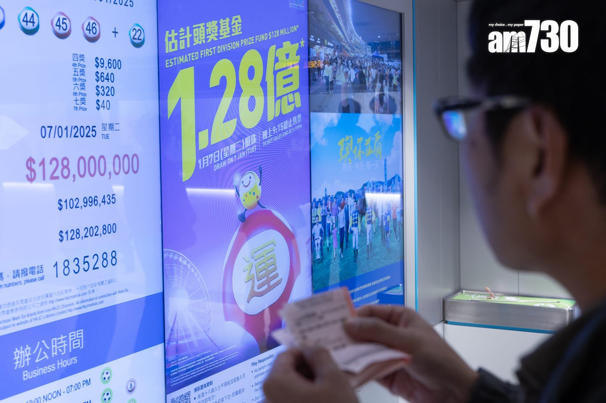 六合彩億元新年金多寶無人中頭奬,下期頭獎獎金料高達1.28億元破紀錄。(蘇文傑攝)