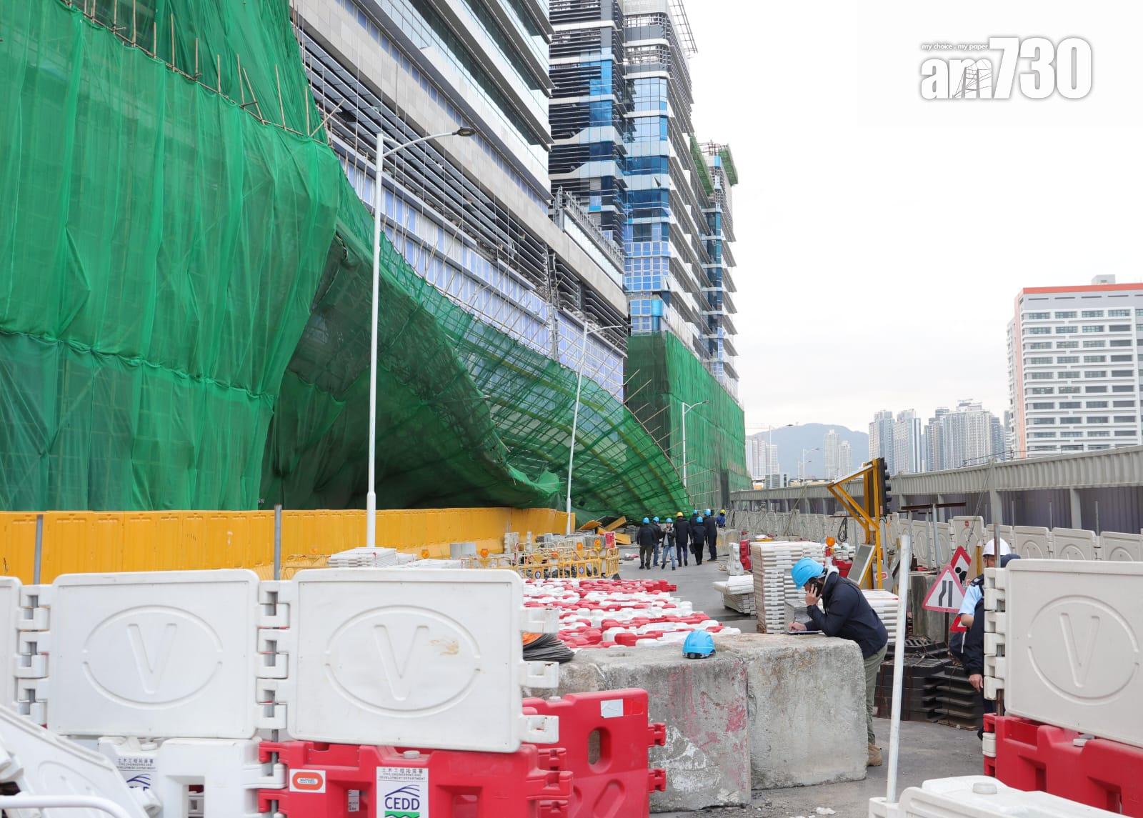 啟德醫院地盤發生棚架倒塌工業意外。(吳康琦攝)