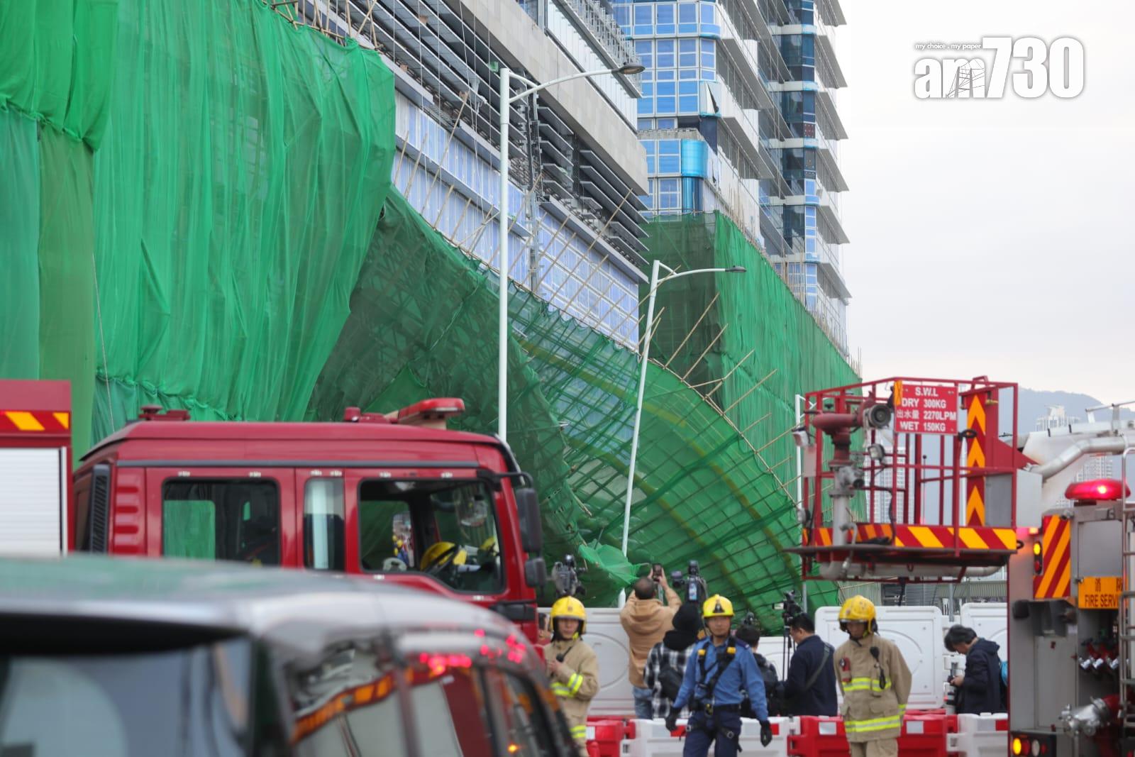 啟德醫院地盤發生棚架倒塌工業意外。(吳康琦攝)