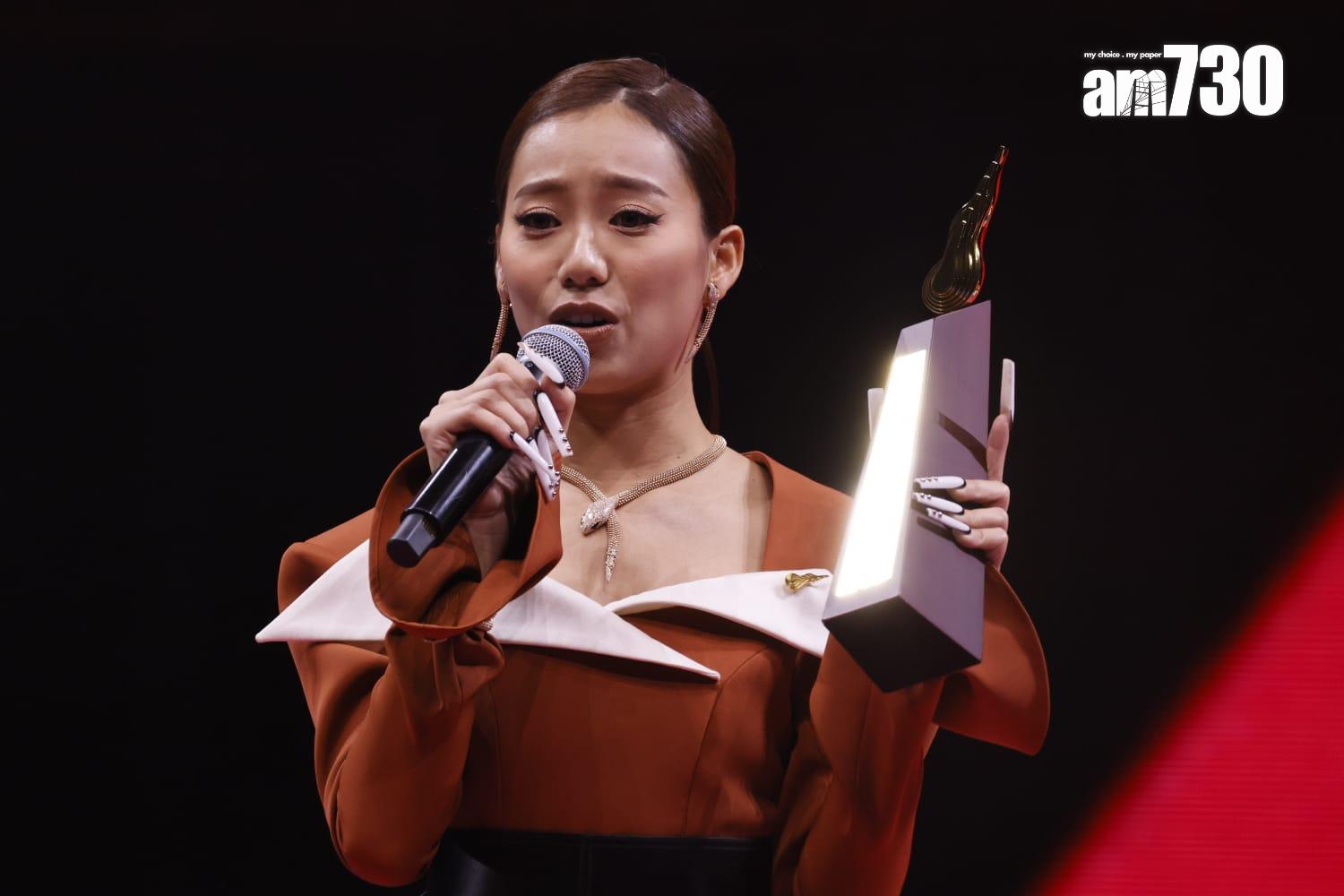 陳凱詠奪得叱咤女歌手銀獎。 (蘇文傑攝)