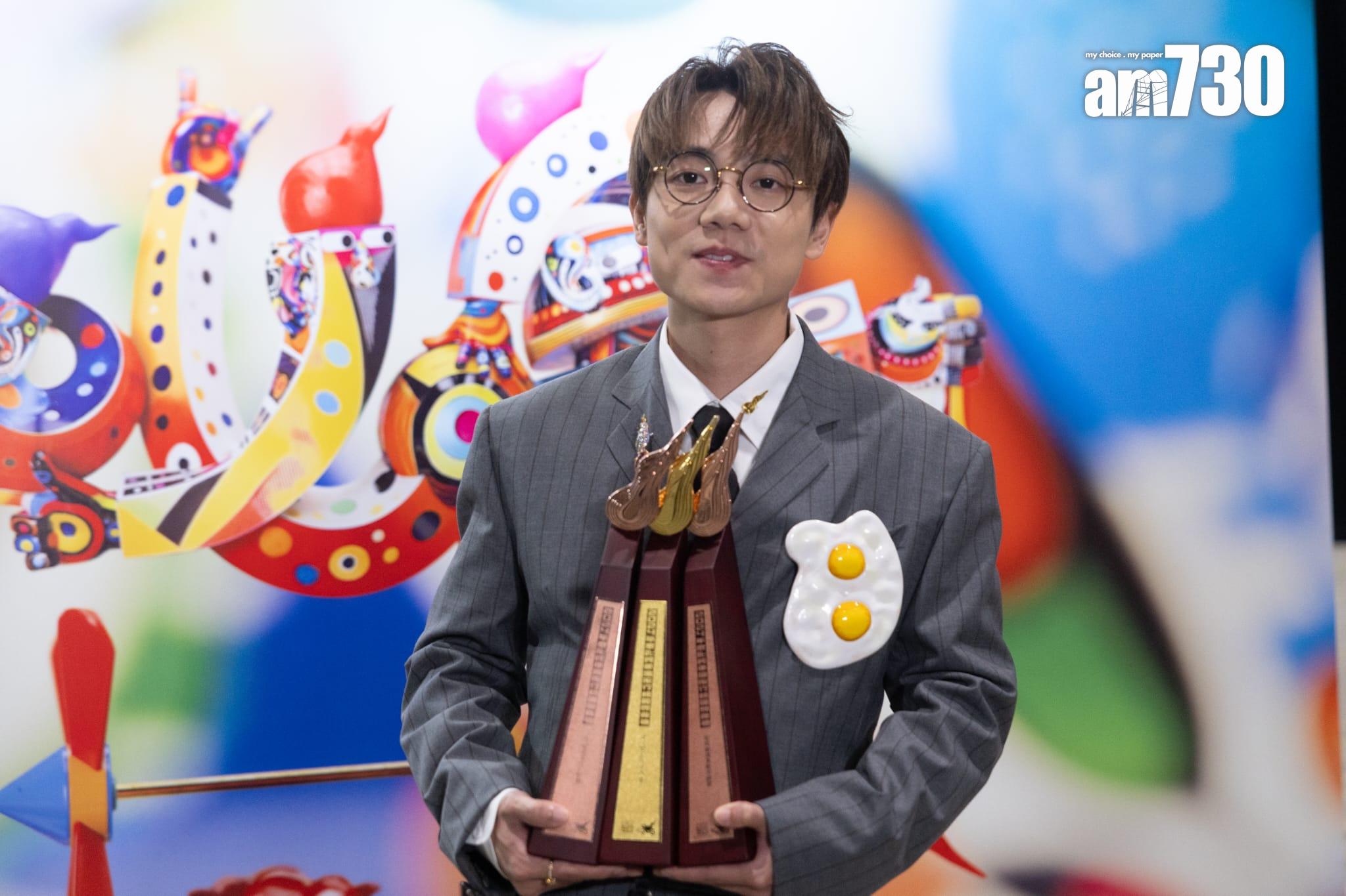 林家謙獲叱咤樂壇作曲人大獎、唱作人和男歌手銅獎,共奪得3個獎項。(蘇文傑攝)