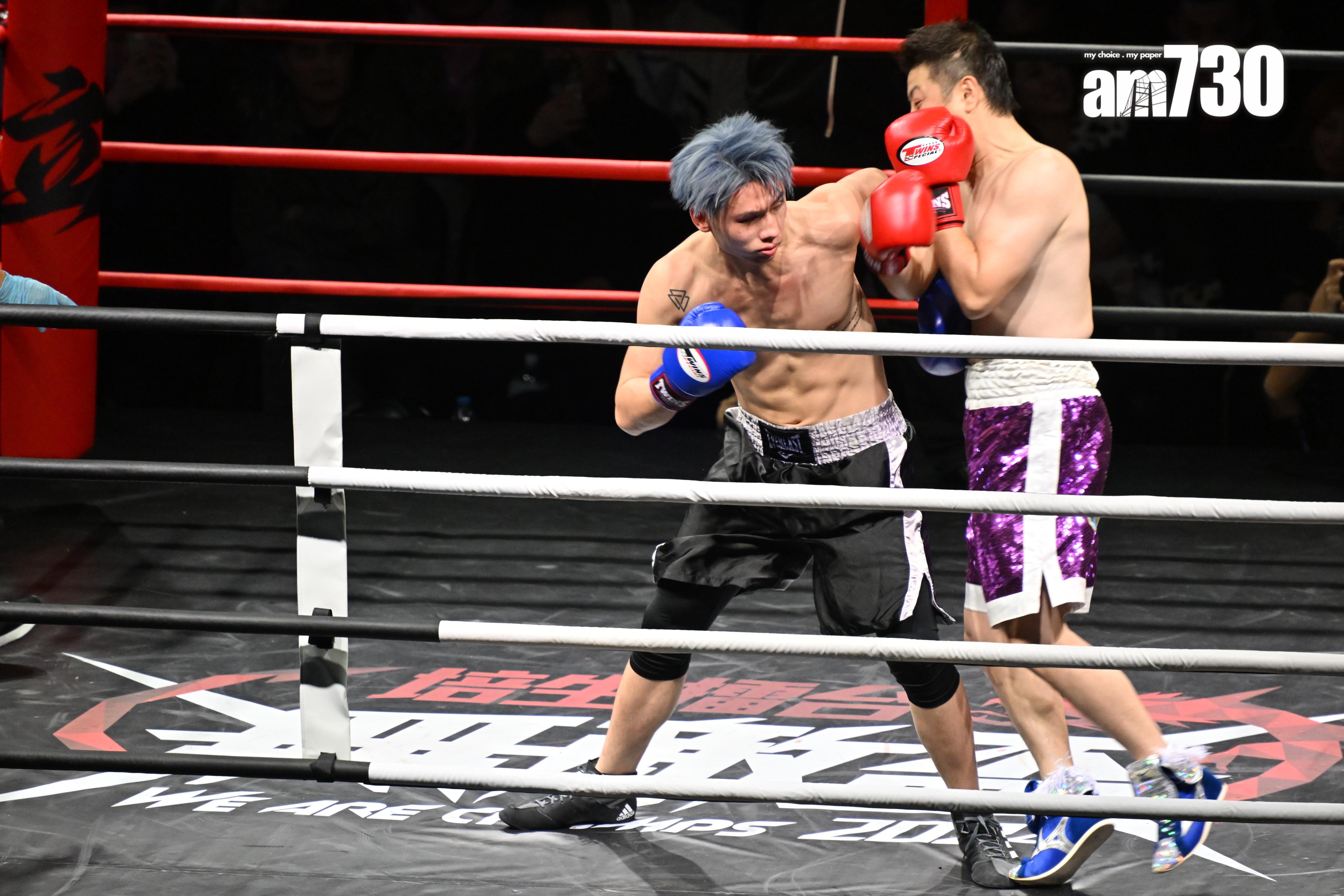 前日本拳王野上真司來港比賽,與香港擊界新秀「香港葵芳AK」對打,最後以3︰0輸給AK。(娛樂組攝)