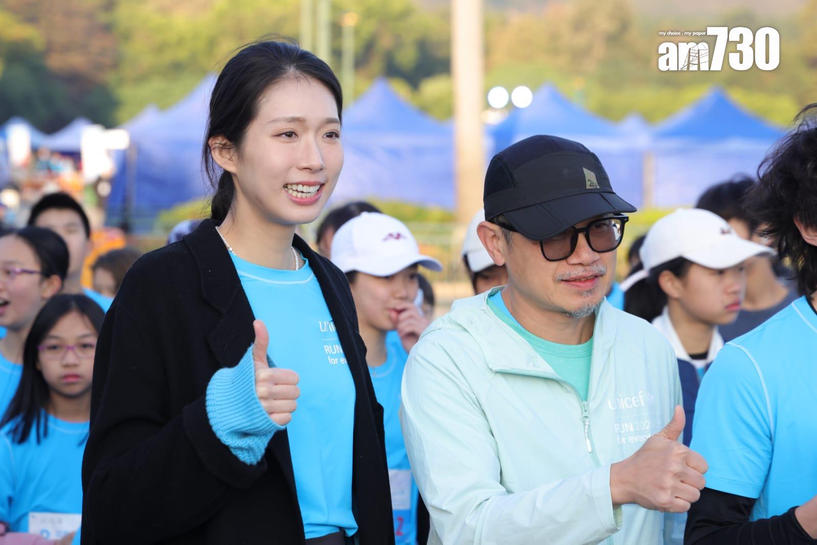 江旻憓與《am730》社長盧覺麟。(吳康琦攝)