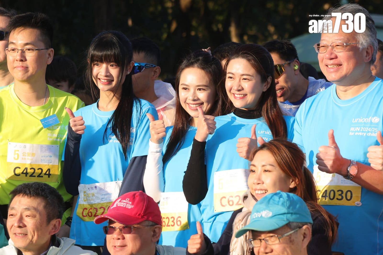 江嘉敏與Vian(左二)就參加5公里賽事。(吳康琦攝)