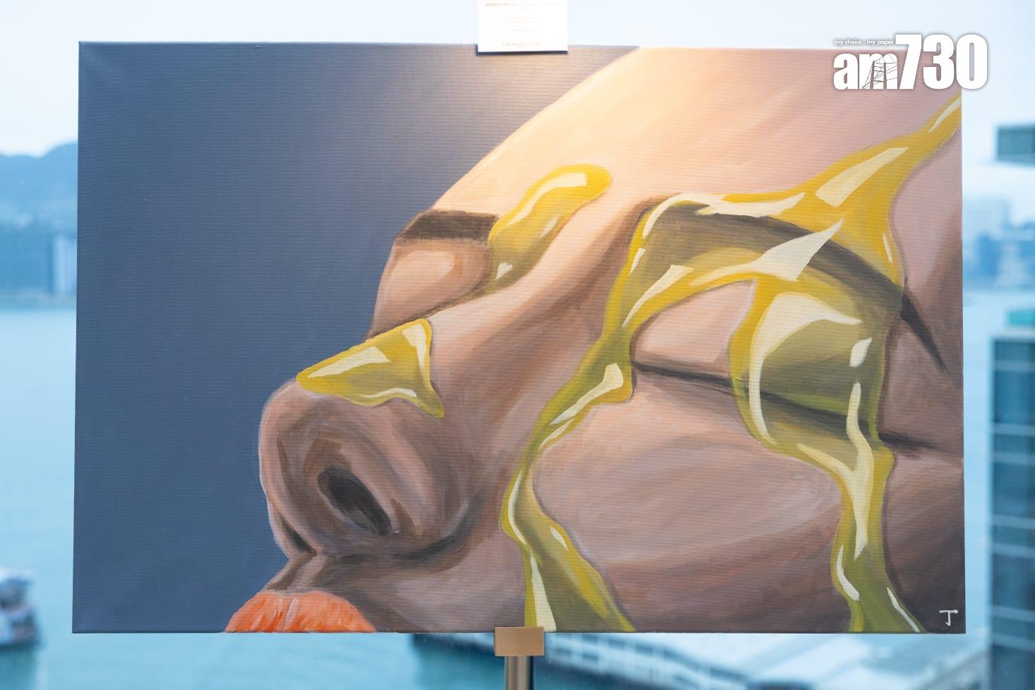 畫中的蜜糖寓意人與人之間的交流很甜蜜。(蘇文傑攝)