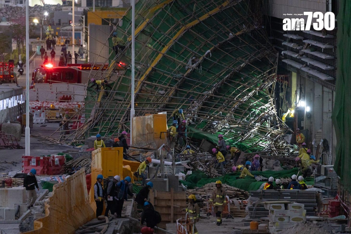 啟德醫院地盤發生棚架倒塌工業意外。(蘇文傑攝)