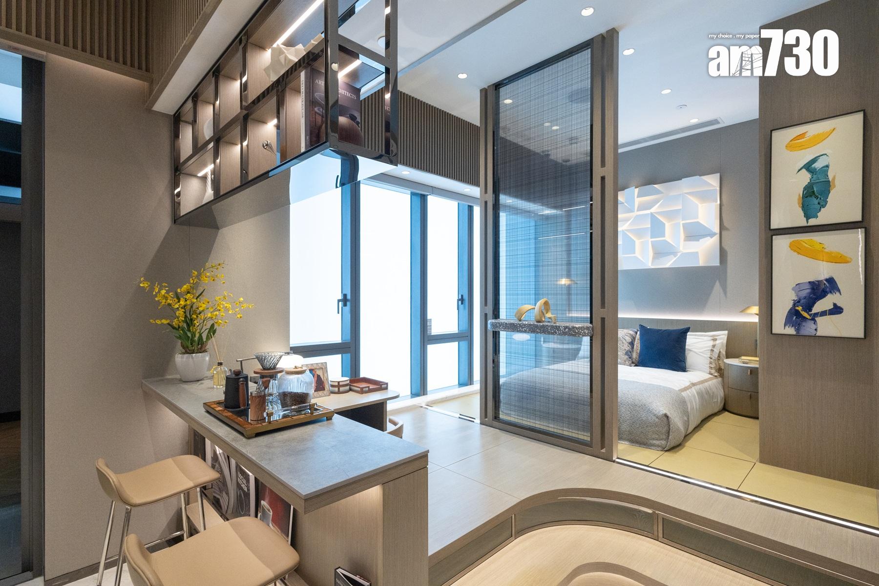 朗天峰示範單位|403呎兩房開放式廚房戶 特高樓底釋放空間感(多圖有片)|元朗新盤