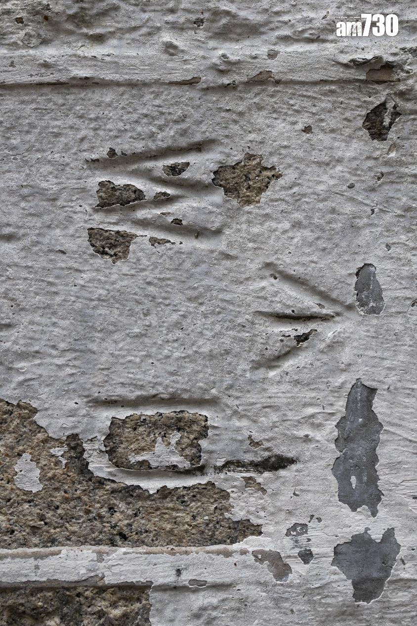 城市文物無處不在,香港公園旗桿屋後的石牆有使用軍部界石為石料(蘇文傑攝)