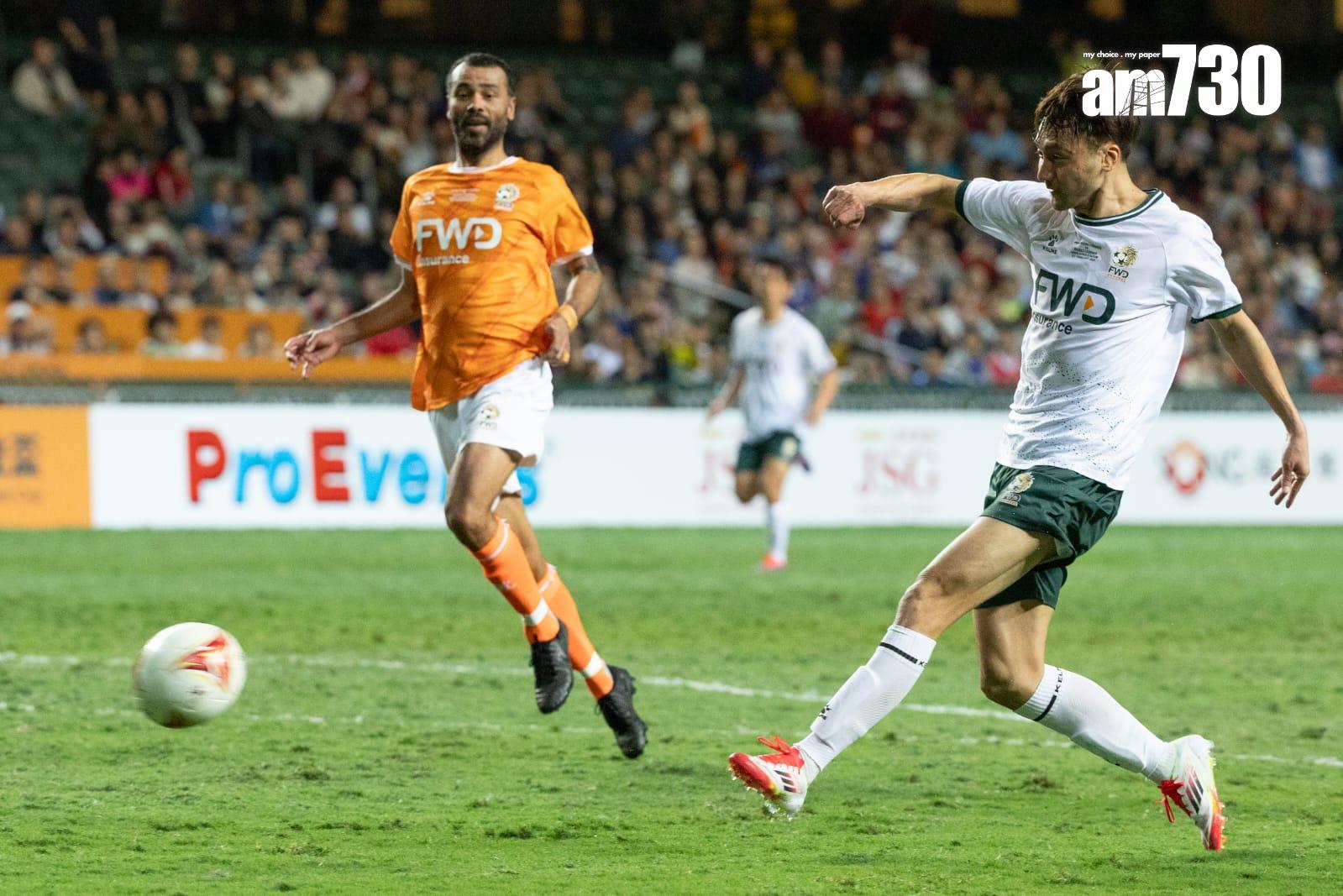 李康廉梅開二度一度令香港明星隊領先半場。(蘇文傑攝)