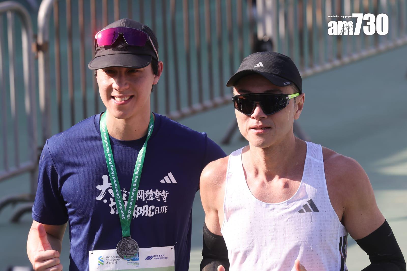 陳安立和黃浩然出戰馬拉松賽事。(吳康琦攝)
