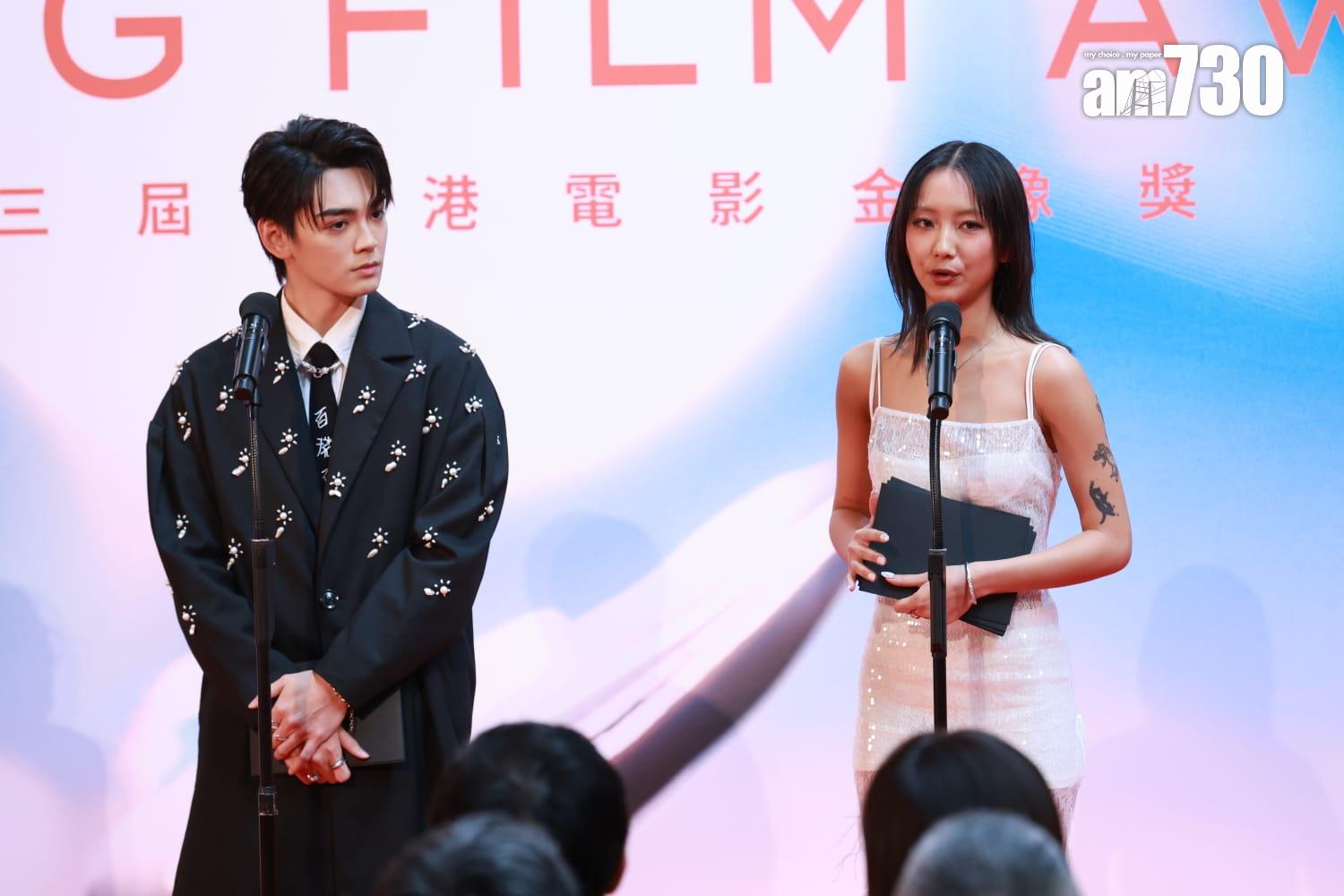 Marf邱彥筒宣讀入圍名單時,緊張地將「美術」讀成「美食」。(羅錦鴻攝)