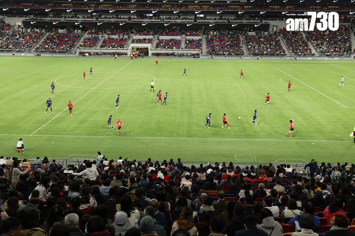 啟德體育園舉辦大型演練,賽場上演港超聯U-22聯賽傑志對北區。(林俊源攝)