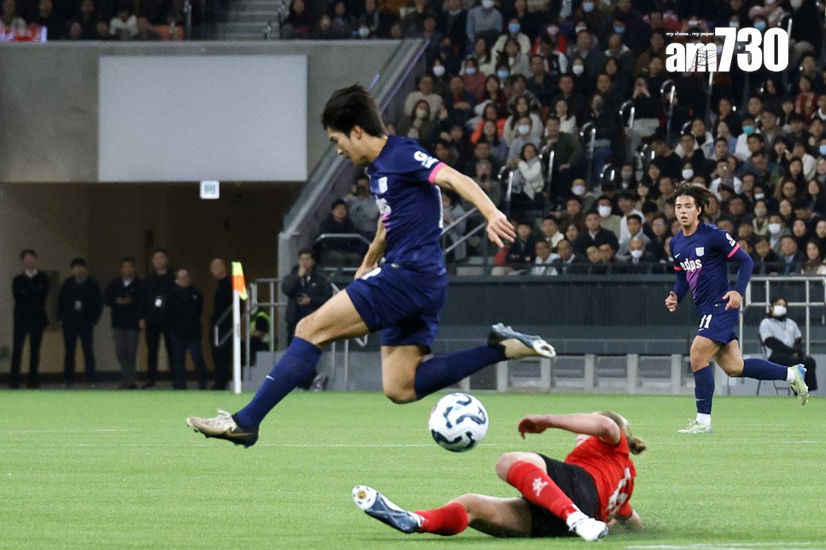 啟德體育園舉辦大型演練,賽場上演港超聯U-22聯賽傑志對北區。(林俊源攝)