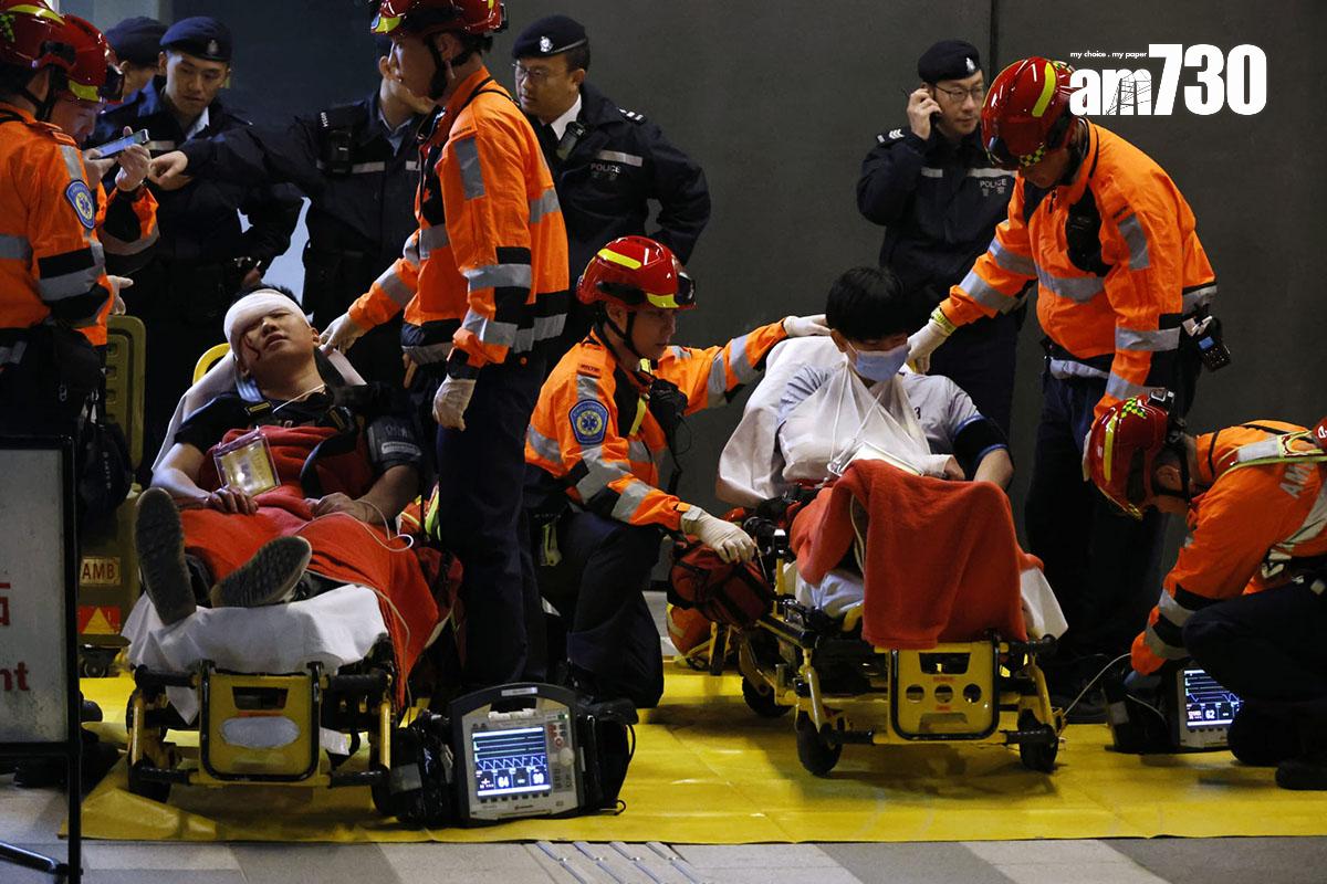 啟德體育園在測試賽後模擬觀眾席火警和冒白煙,有傷者需要分流和送院。(林俊源攝)