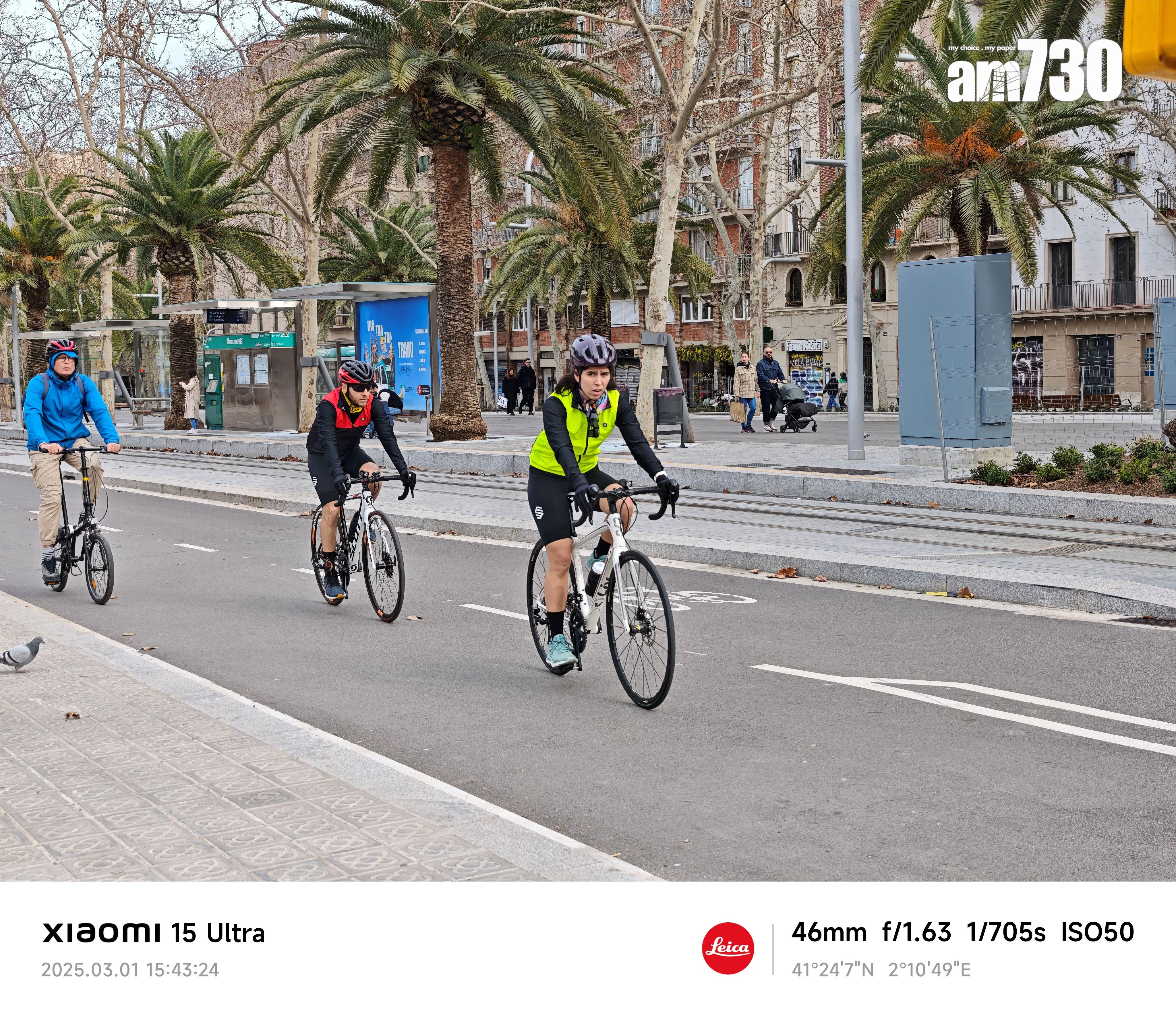 Xiaomi 15 Ultra配合運動抓拍可拍到高速單車的瞬間。