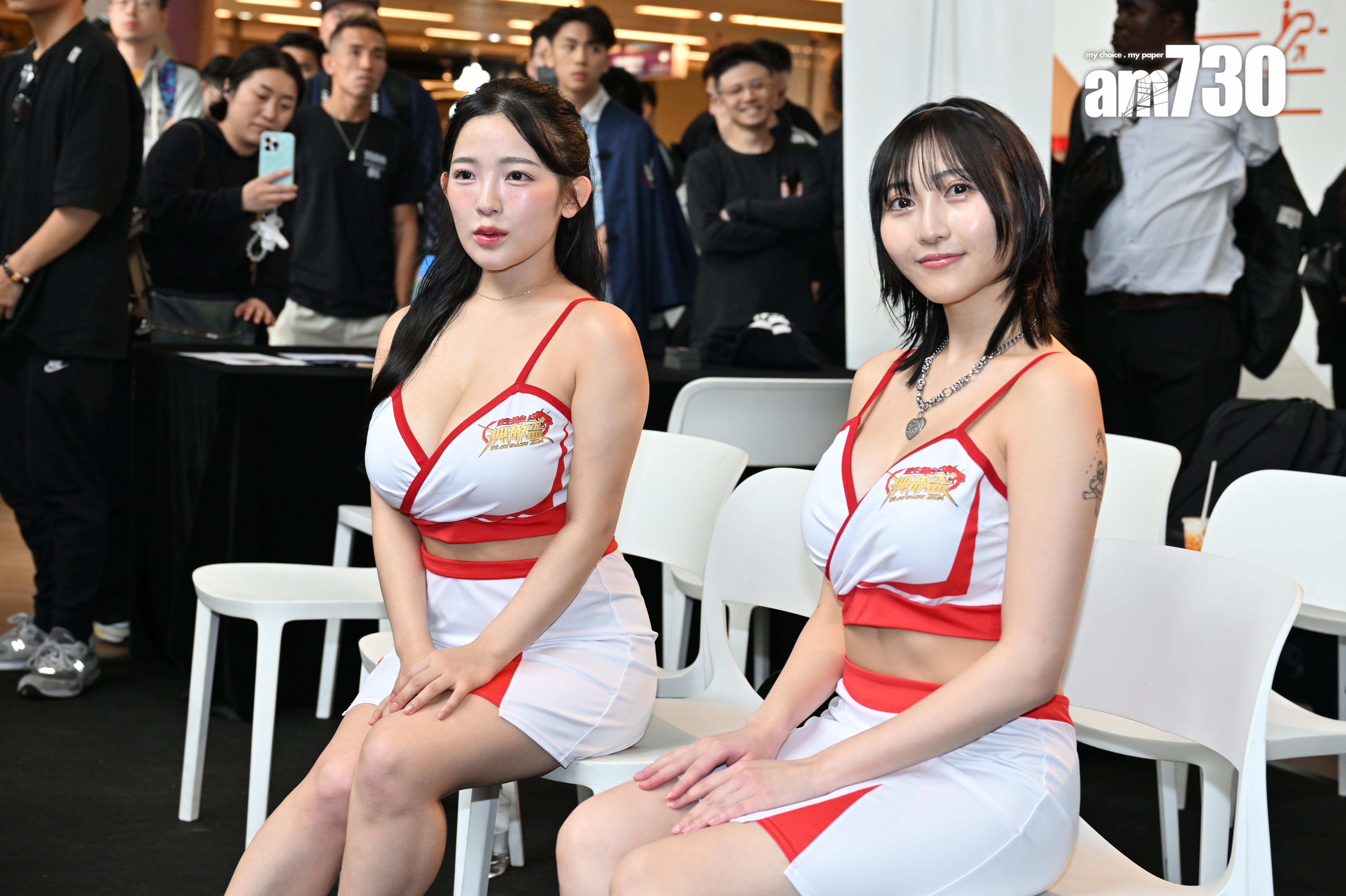 天木純、辻莉莉莎今日中午現身尖沙咀iSQUARE的過磅儀式記者會。 (娛樂組攝)