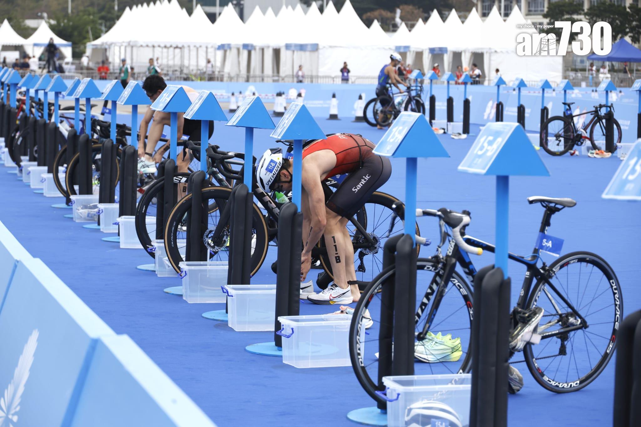 全運會三項鐵人混合接力測試賽 山東奪冠港隊混合接力摘銅 (林俊源攝)