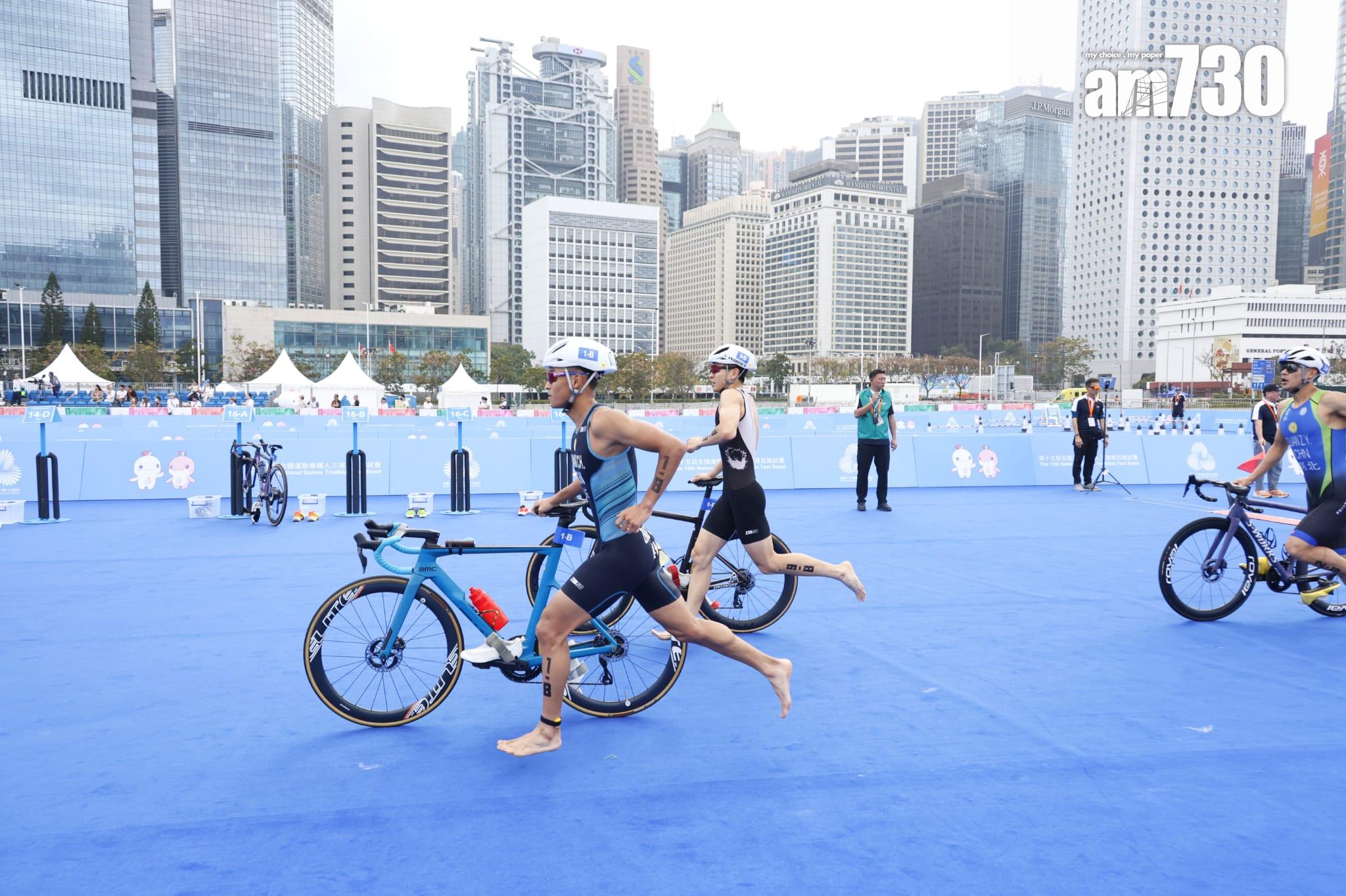 全運會三項鐵人混合接力測試賽 山東奪冠港隊混合接力摘銅 (林俊源攝)