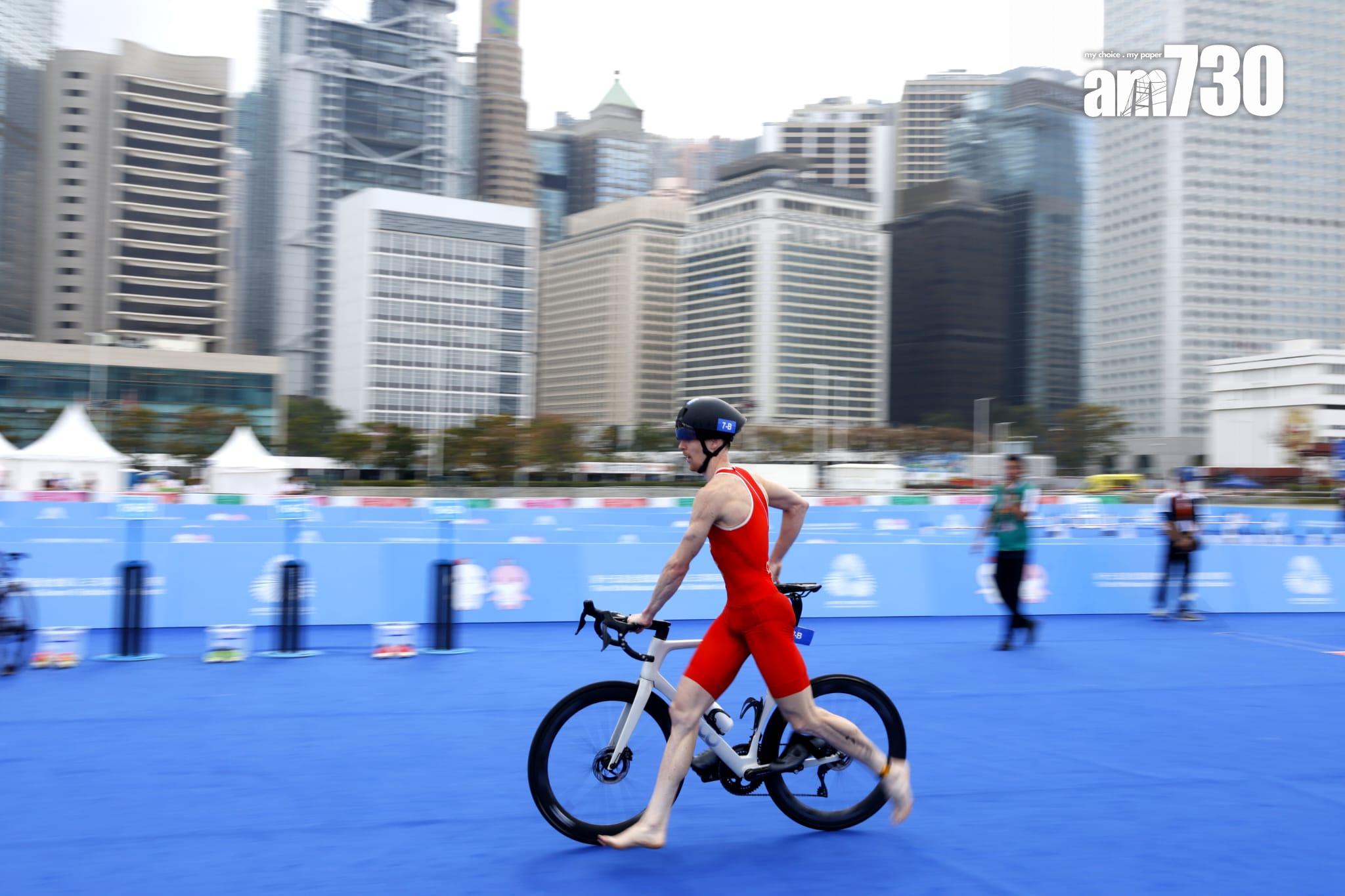 全運會三項鐵人混合接力測試賽 山東奪冠港隊混合接力摘銅 (林俊源攝)