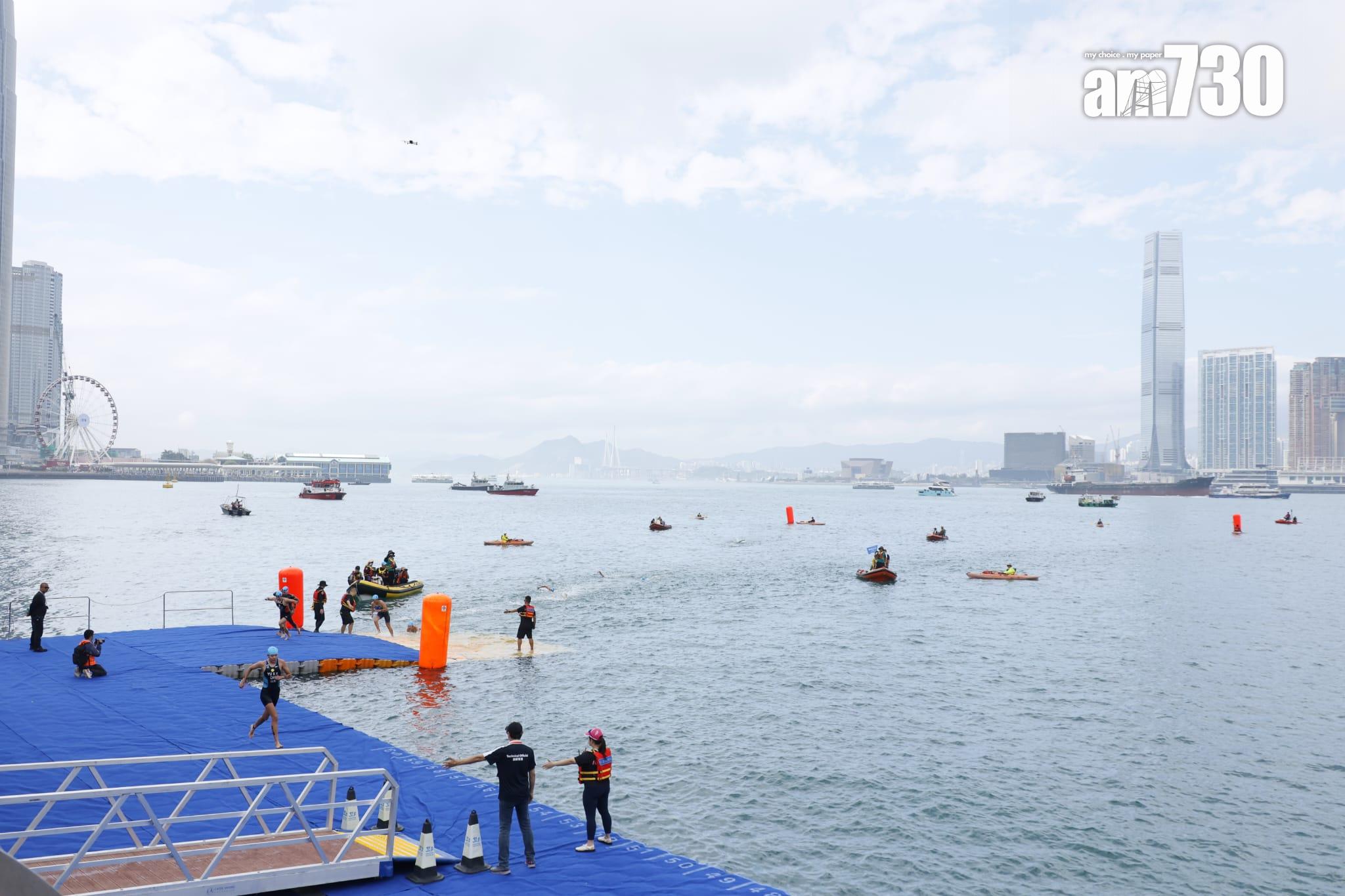 全運會三項鐵人混合接力測試賽 山東奪冠港隊混合接力摘銅 (林俊源攝)