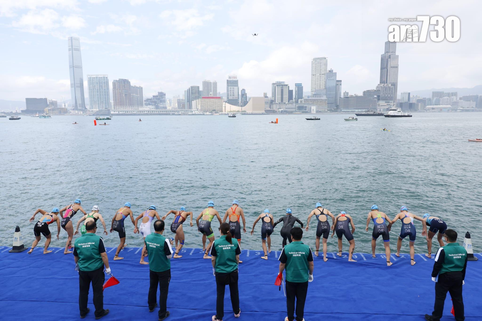全運會三項鐵人混合接力測試賽 山東奪冠港隊混合接力摘銅 (林俊源攝)