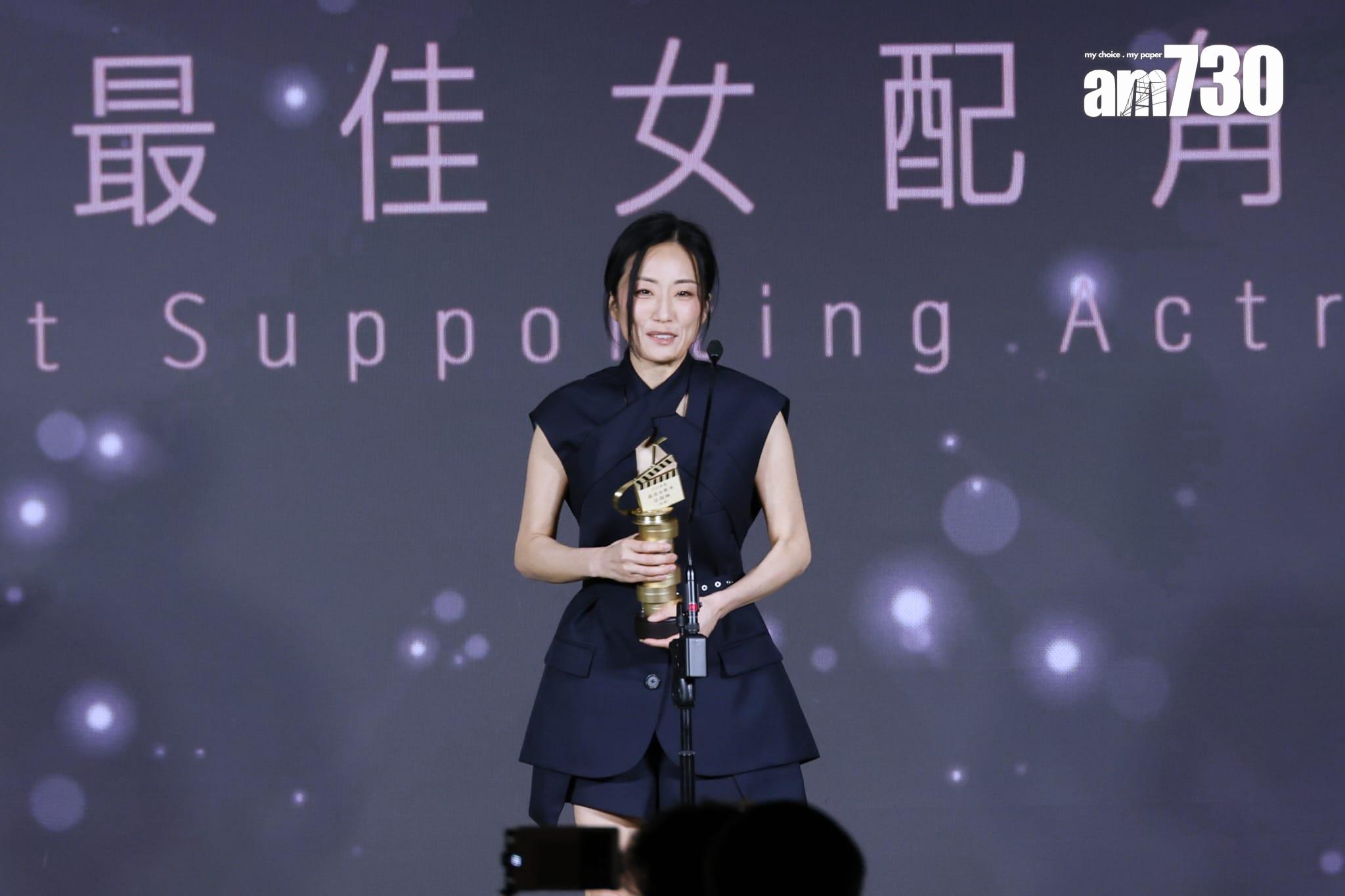 谷祖琳憑《爸爸》獲頒「最佳女配角」。(林俊源攝)