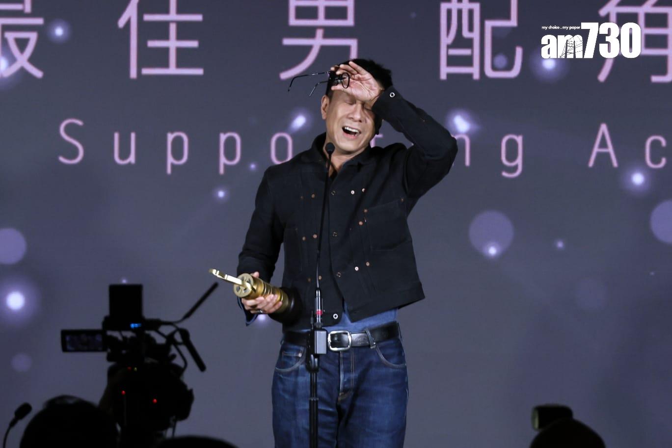朱柏康首次奪最佳男配角獎,強忍眼淚。(林俊源攝)