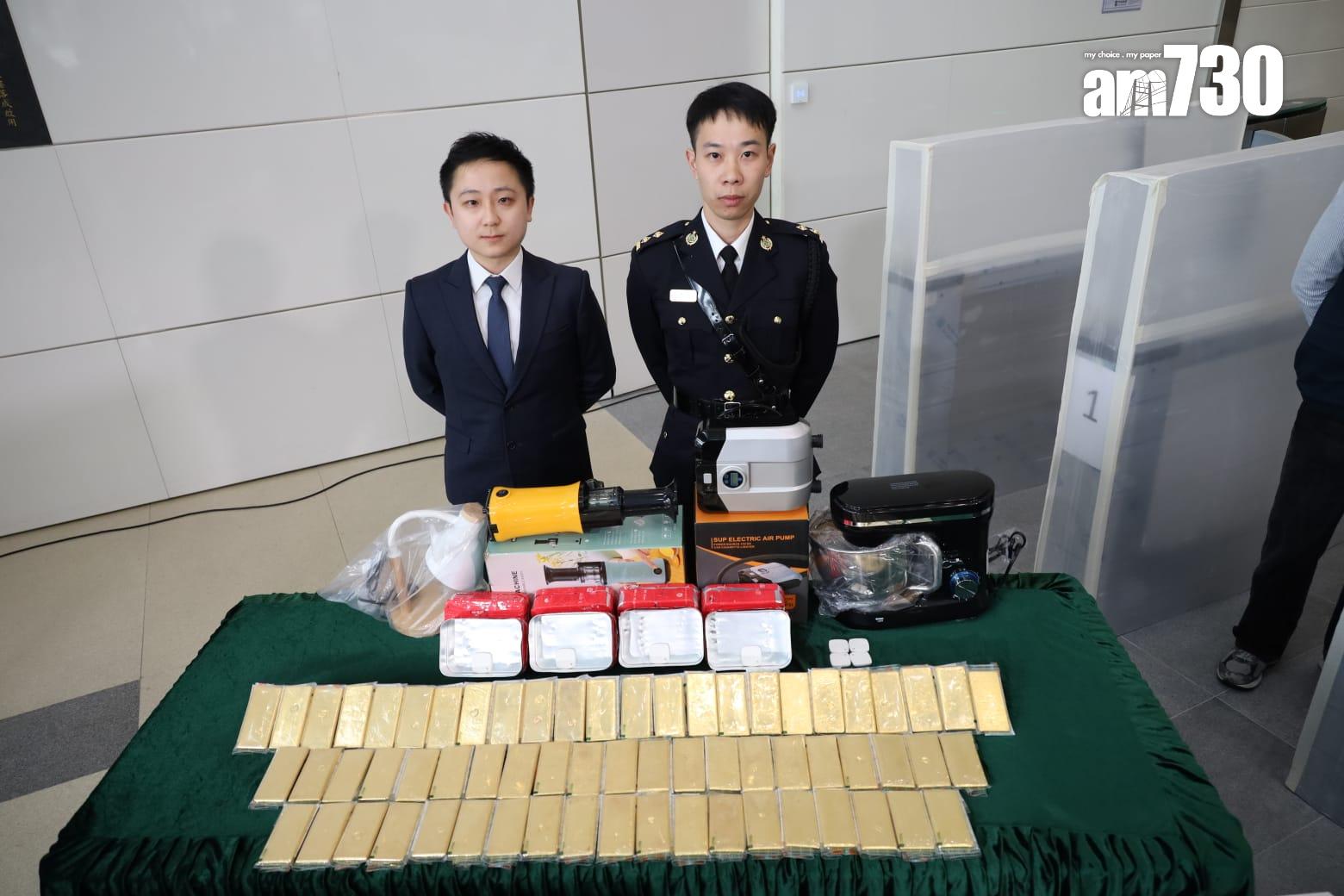 有組織罪案調查科特別調查第一組調查主任何廷俊及機場科空運貨物第三組督察陳泳言。(鍾式明攝)