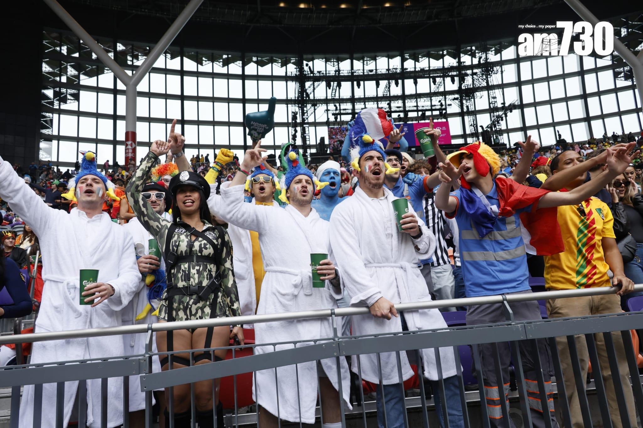 香港國際七人欖球賽|最後一日賽事 寒風無阻球迷熱情 羅淑佩:觀眾未必「熟路」去美食海灣 (林俊源攝)