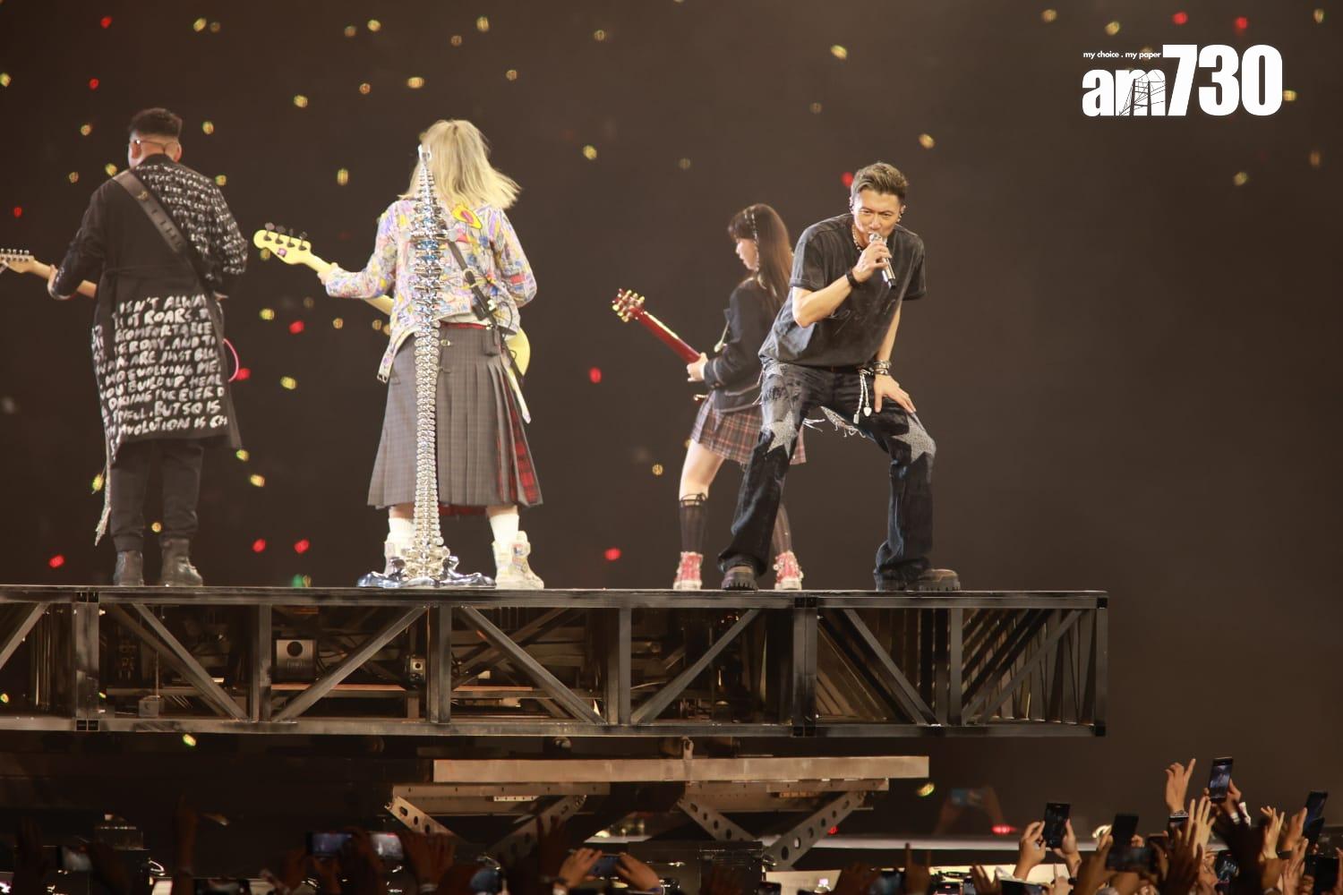 謝霆鋒全晚一套衫由頭唱到尾。 (羅錦鴻攝)