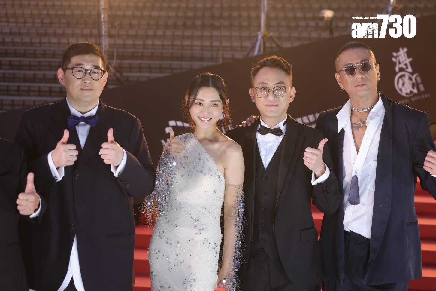 衛詩雅醫生老公如願行紅地毯。 (吳康琦攝)