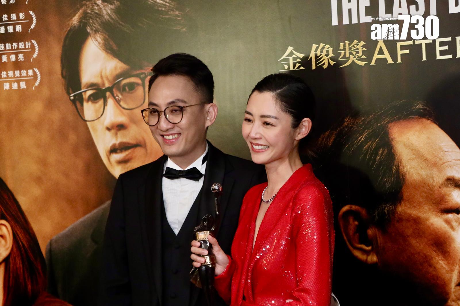 衛詩雅獲老公周祉陪同出席慶功宴。(娛樂組攝)