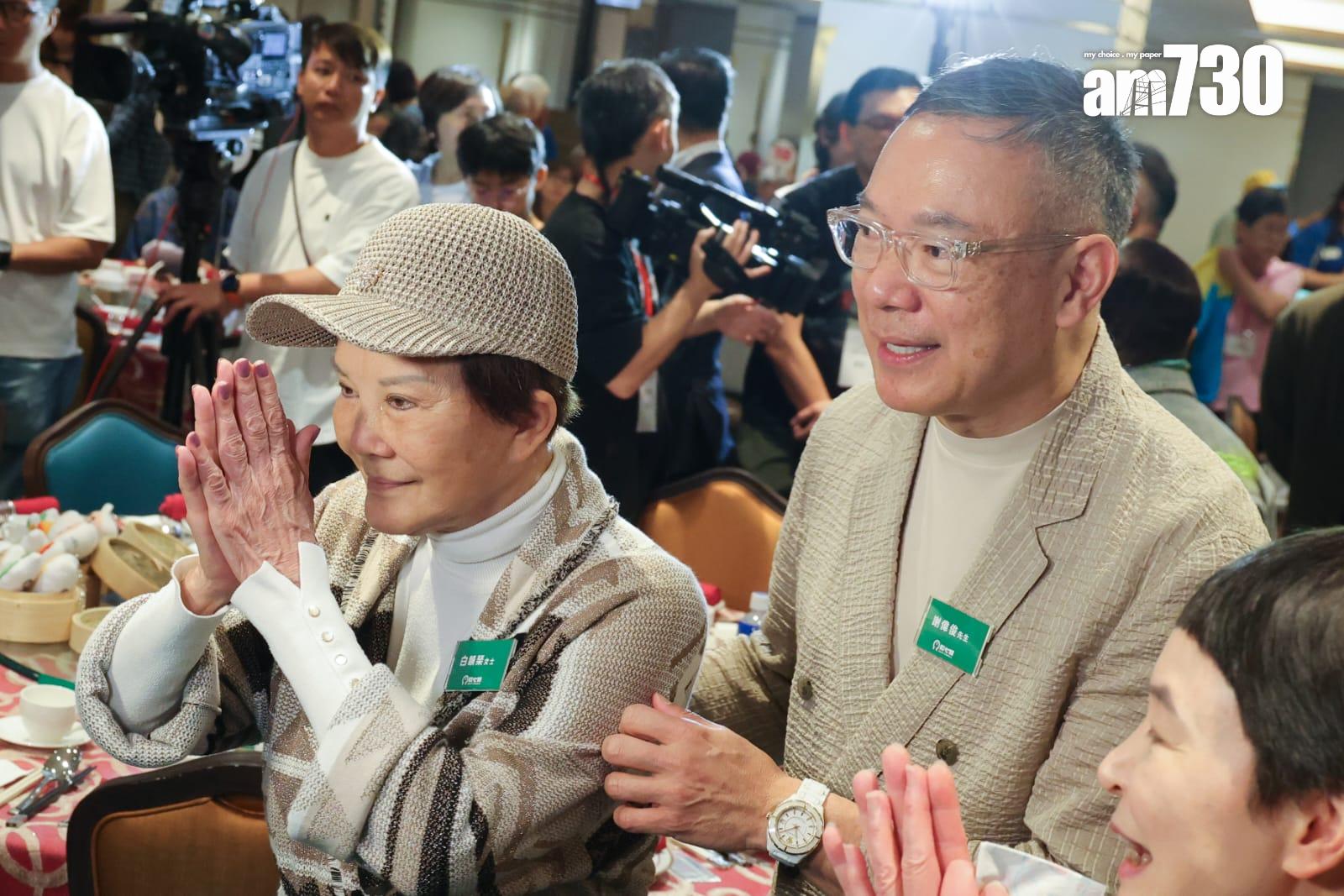 白韻琹與謝偉俊出席美心集團品牌發布會活動。(吳康琦攝)